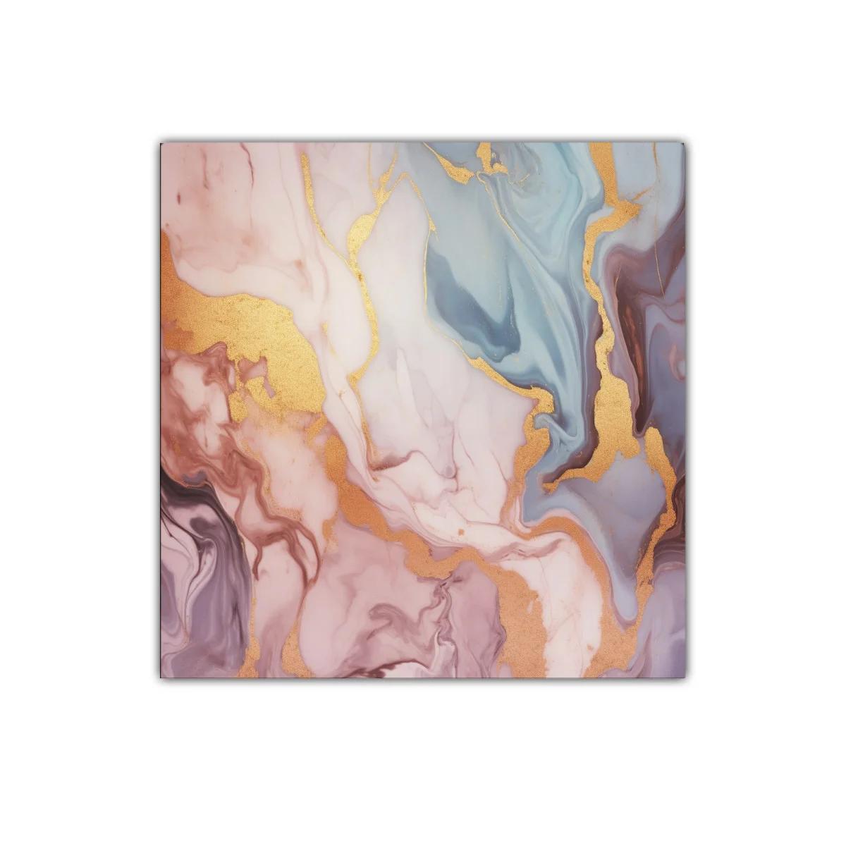 Cuadro abstracto en tonos pastel con detalles dorados — miniatura 1