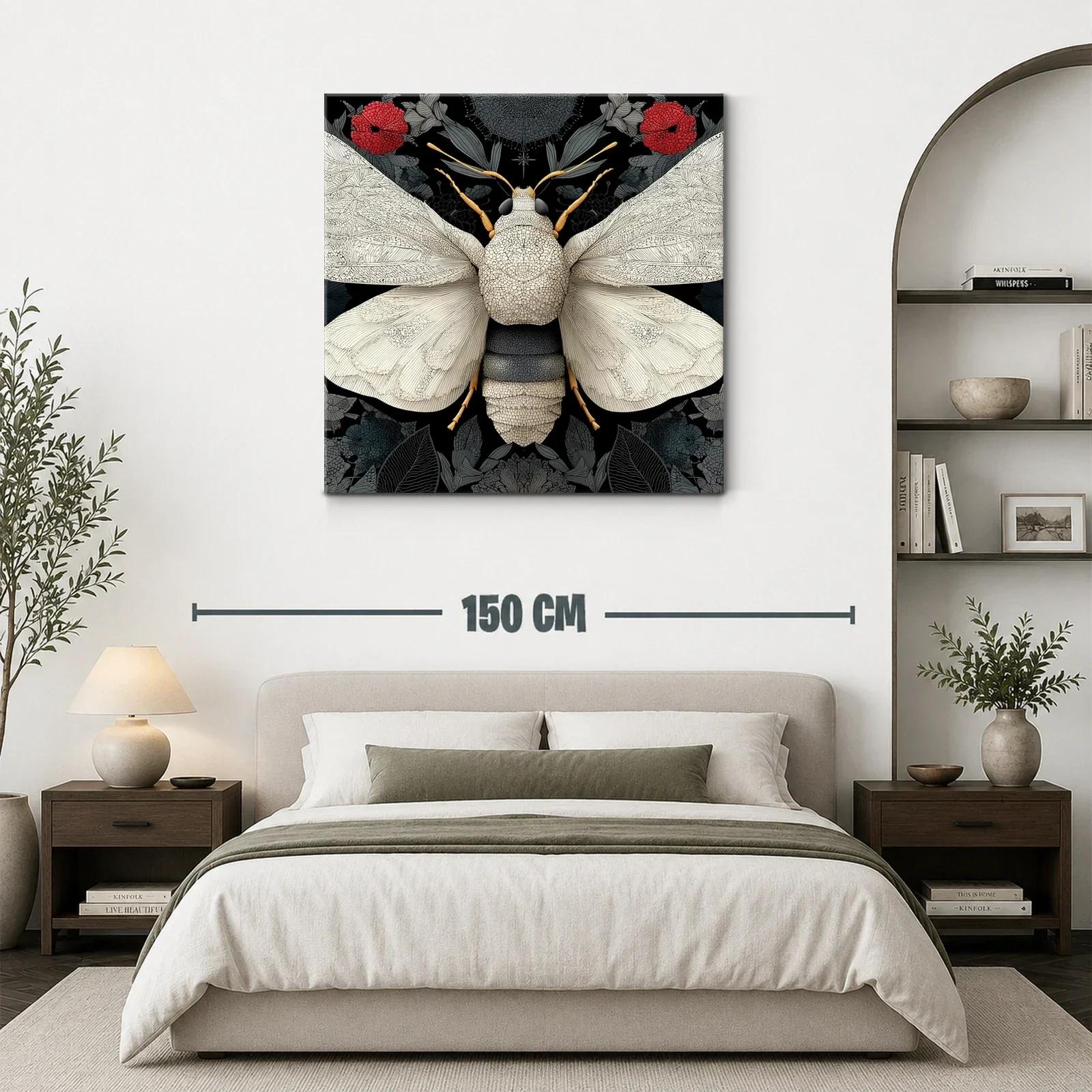 Mariposa Blanca sobre Fondo Floral en Tonos Oscuros — miniatura 3