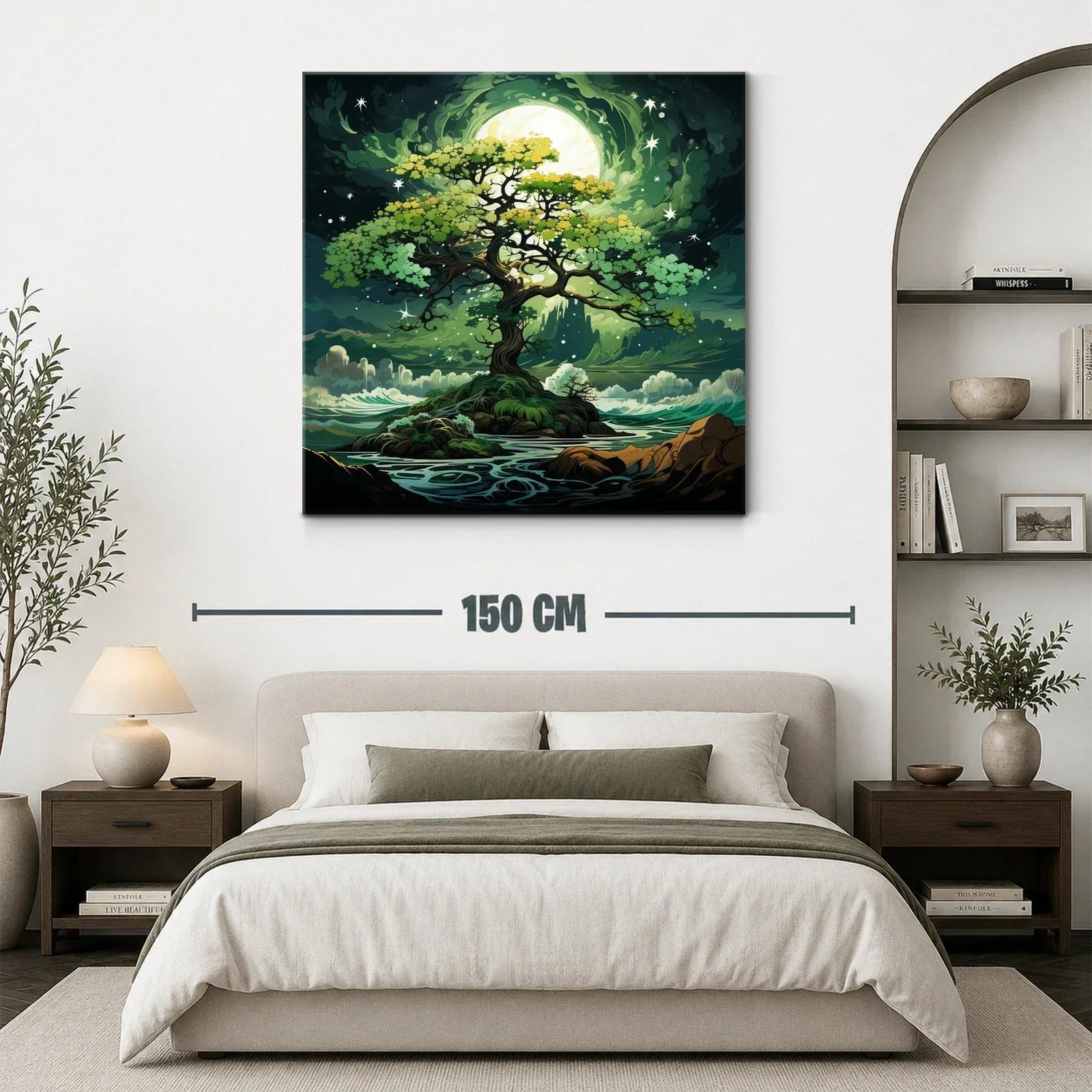 Árbol mágico con luna brillante en paisaje onírico — miniatura 3