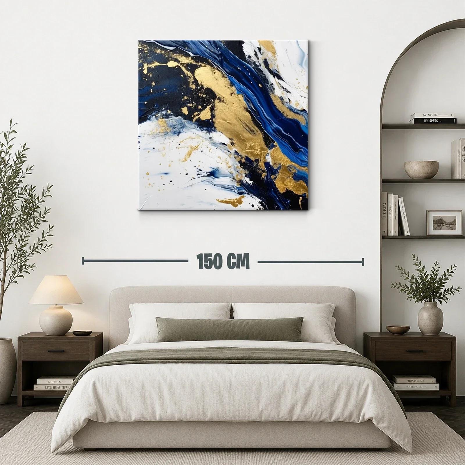 Composición abstracta en azul marino blanco y dorado — miniatura 3