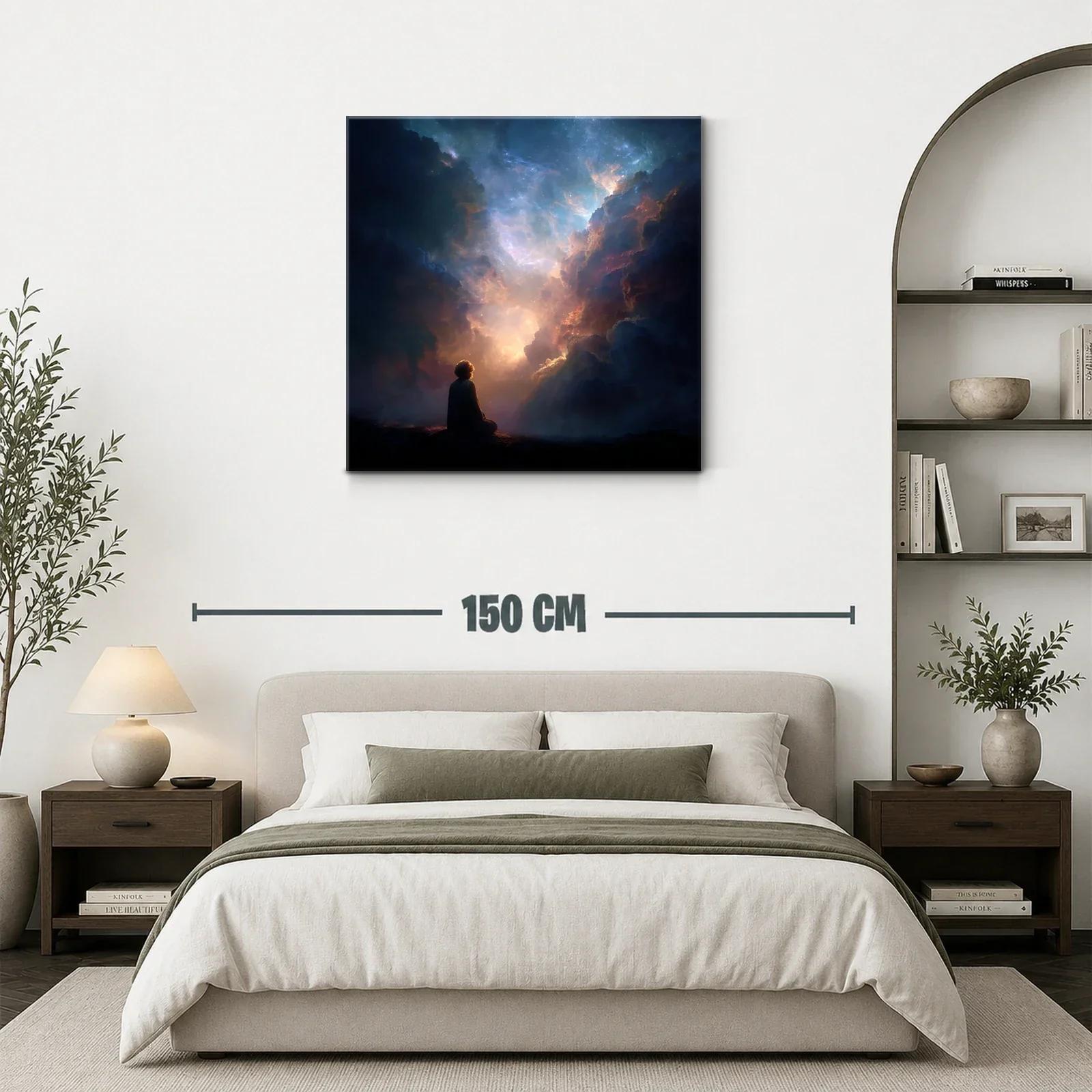 Meditación bajo un cielo estrellado lleno de luz celestial — miniatura 3