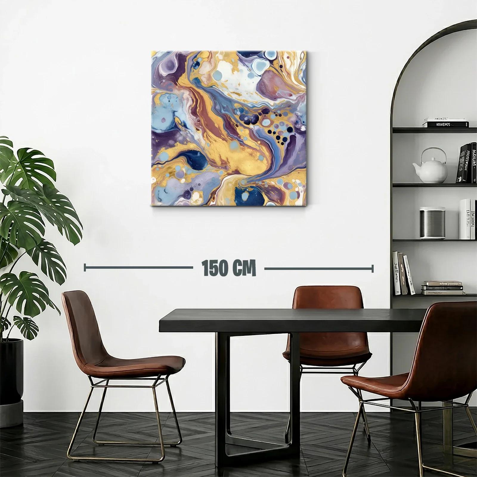 Cuadro abstracto con destellos dorados y tonos suaves — miniatura 2