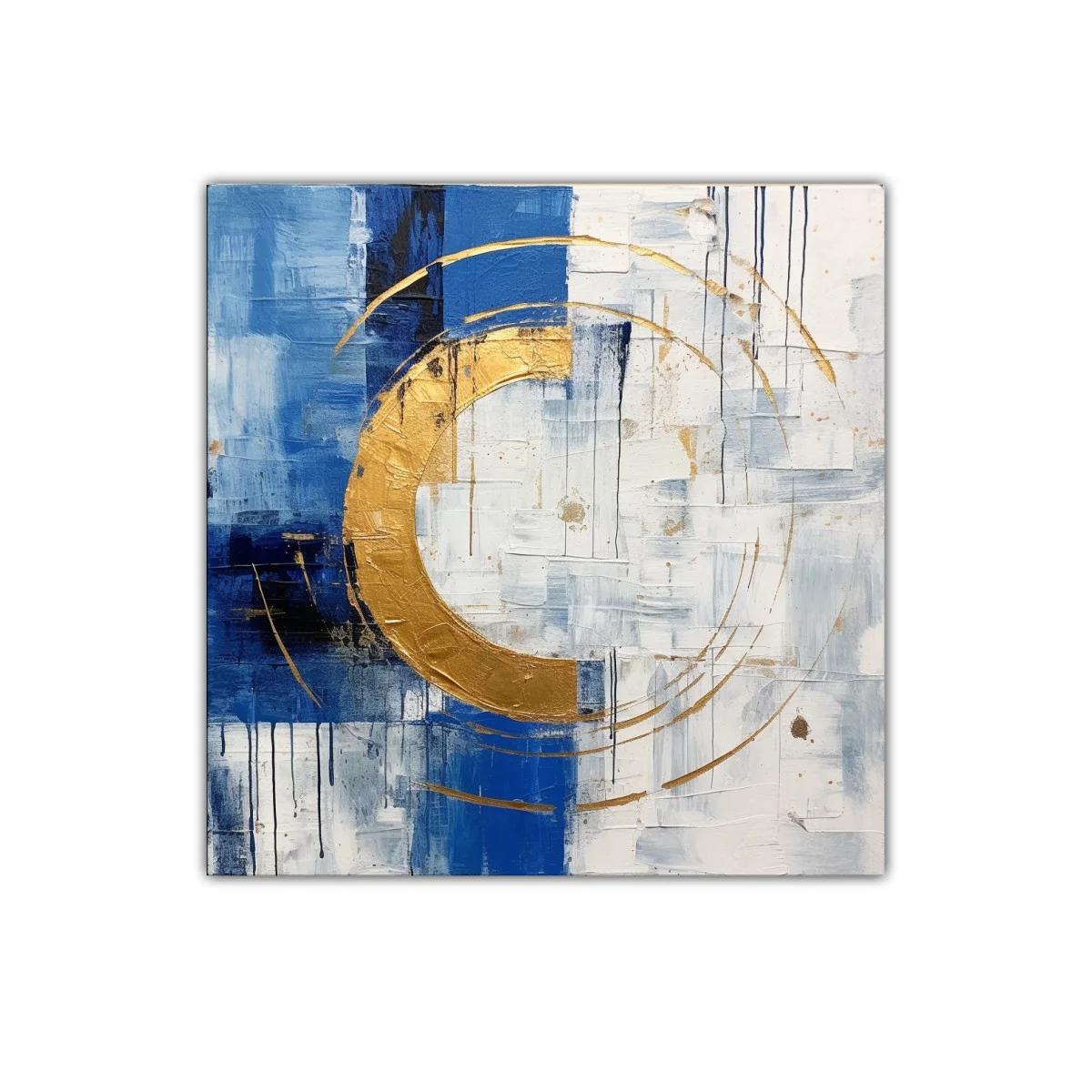 Cuadro abstracto en azul y dorado para decoración moderna — imagen principal