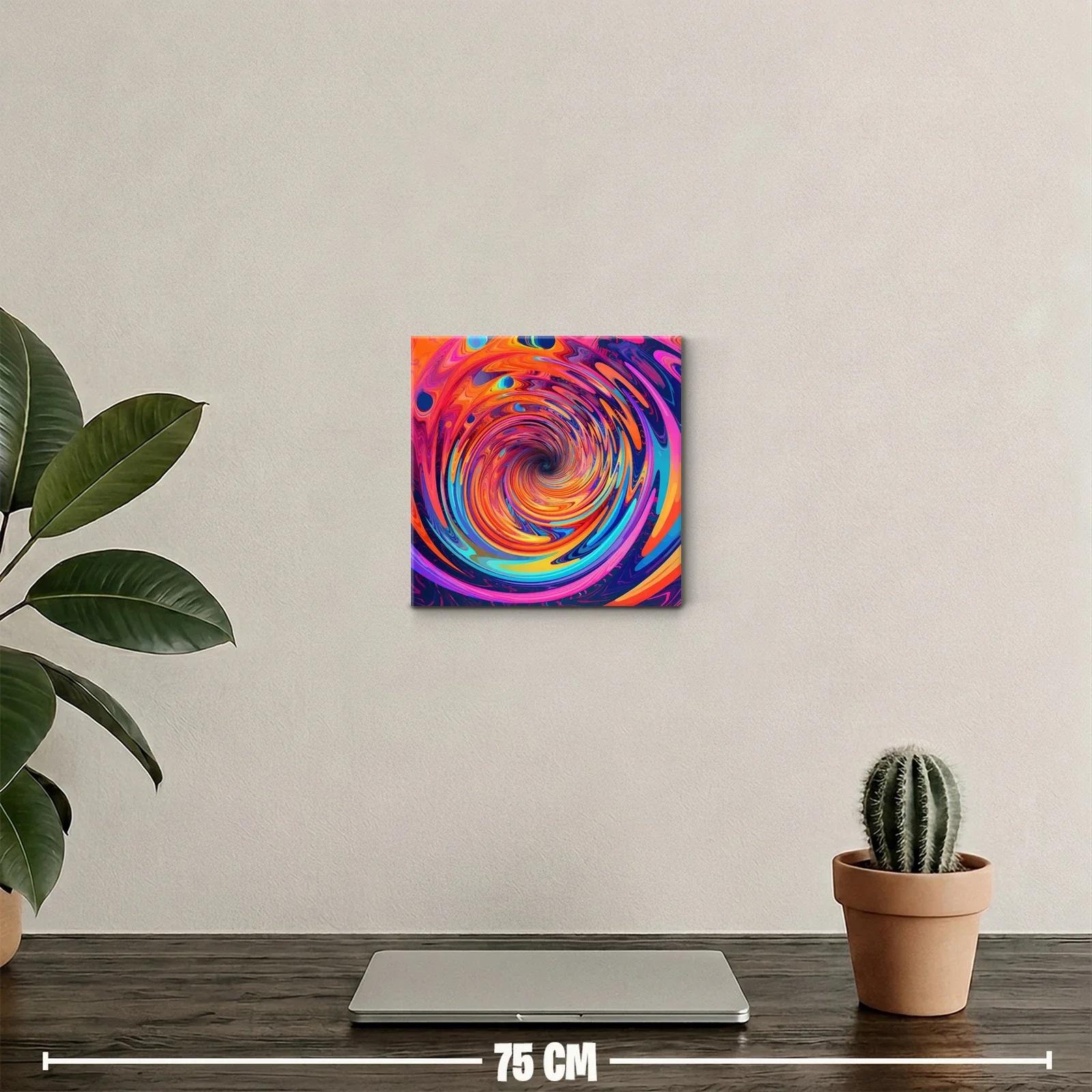 Cuadro abstracto con espiral de colores vibrantes y dinámicos — miniatura 2