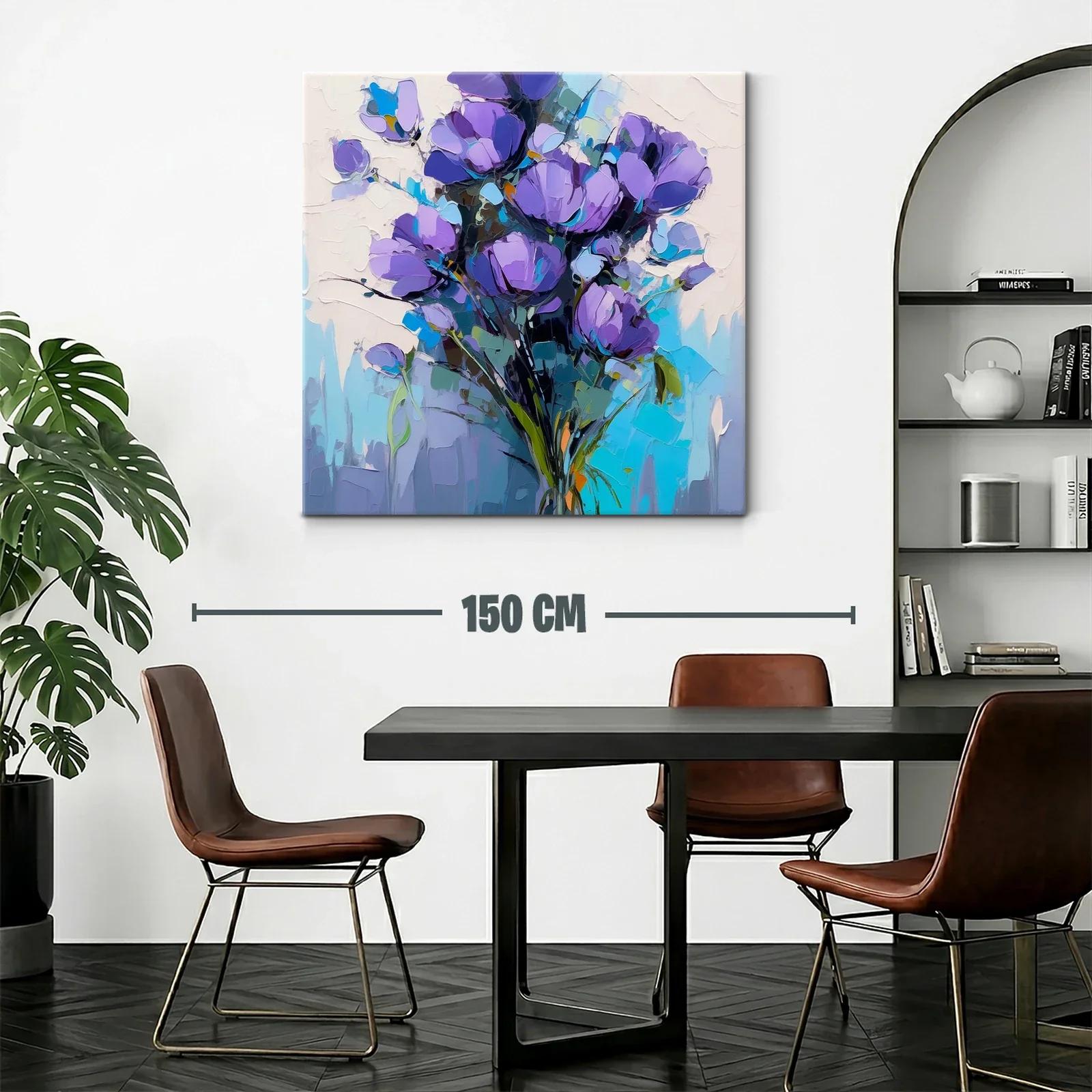 Ramo de flores violetas con fondo en tonos azules y blancos — miniatura 2