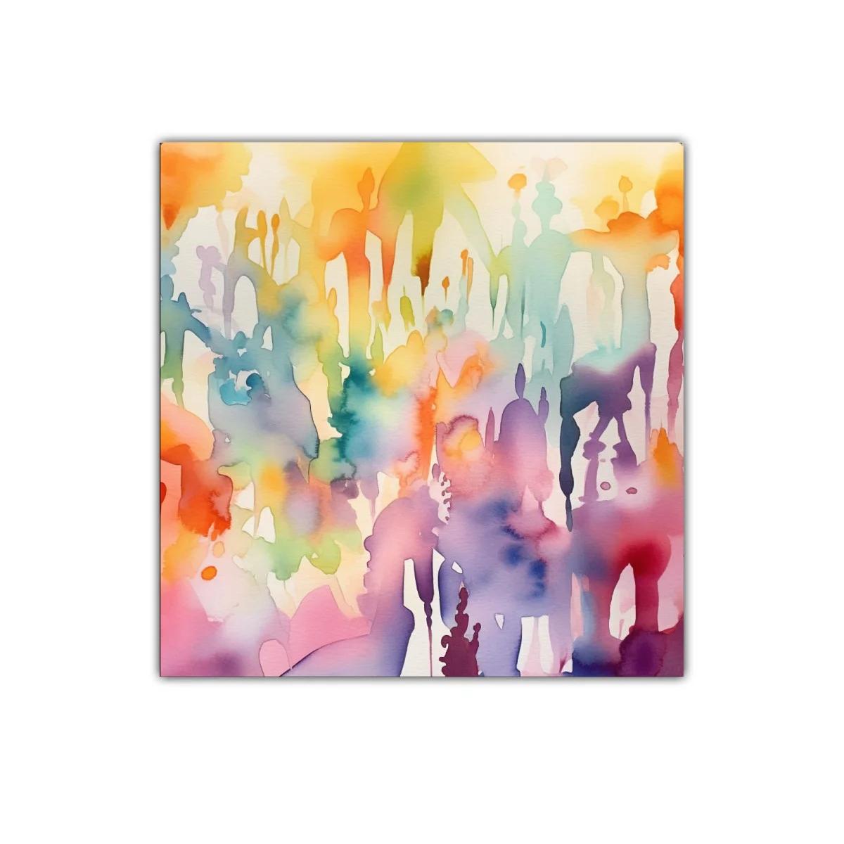 Cuadro vibrante con siluetas abstractas multicolores — miniatura 1