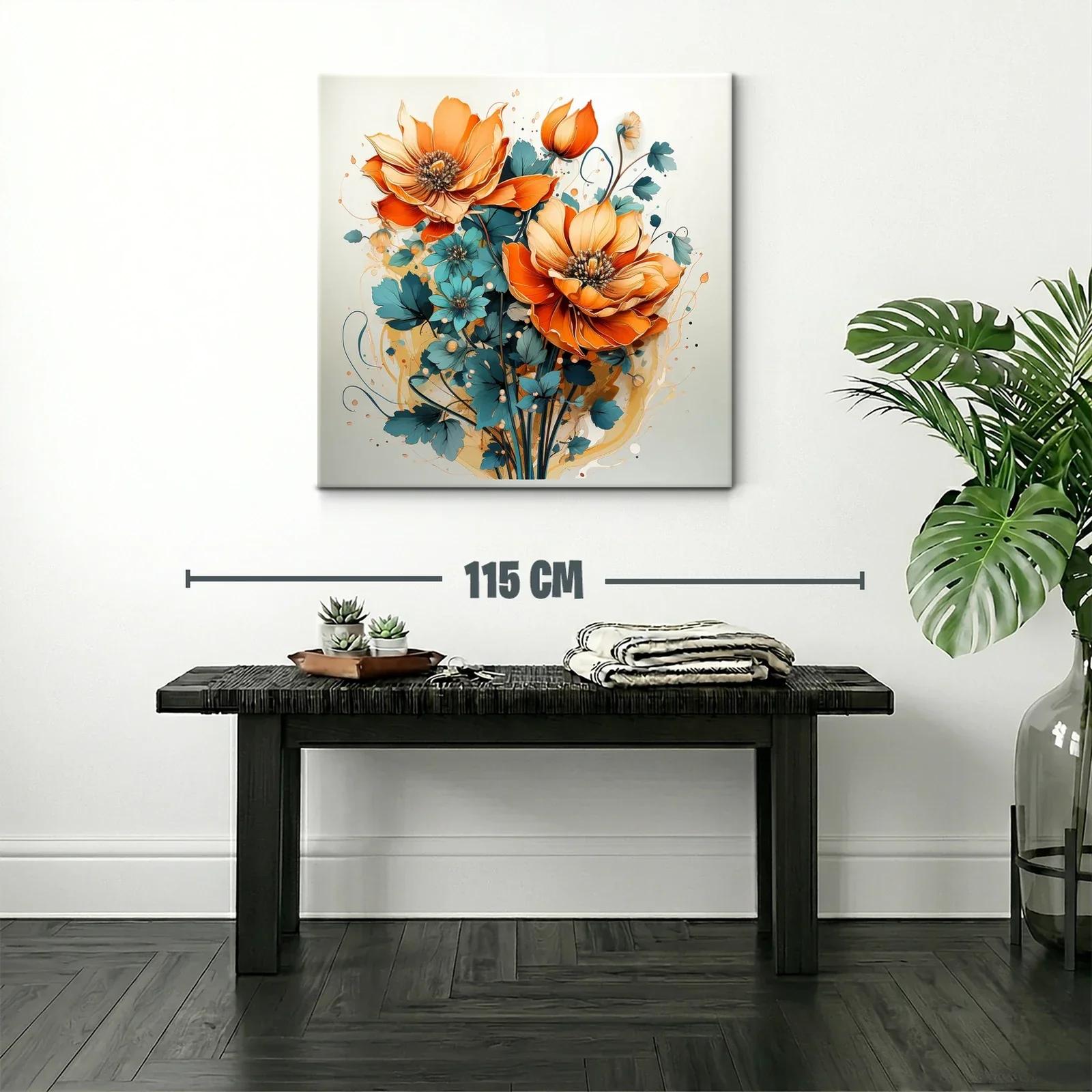 Exuberante ramo floral con vibrantes tonos naranja y azul — miniatura 2
