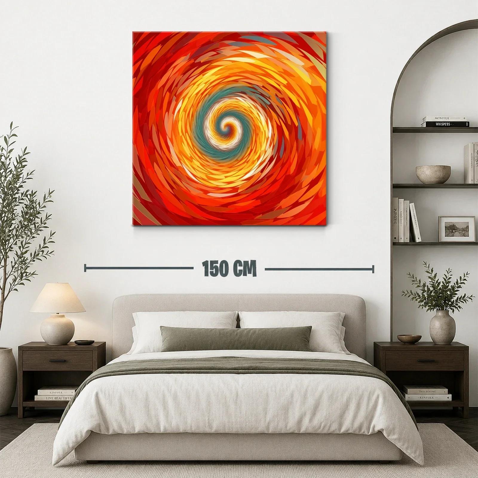 Cuadro abstracto espiral en tonos cálidos y contrastes suaves — miniatura 3