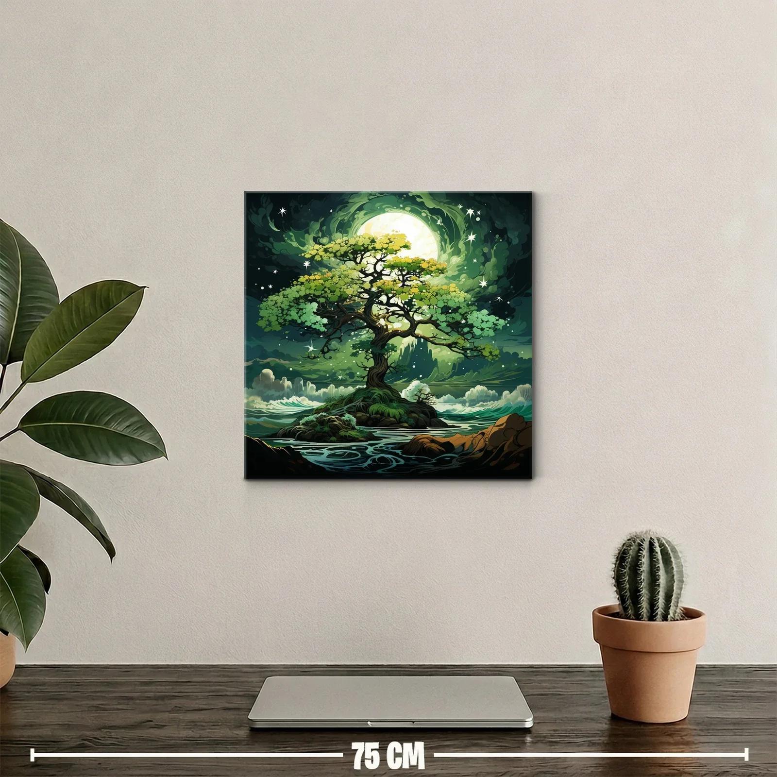 Árbol mágico con luna brillante en paisaje onírico — miniatura 2