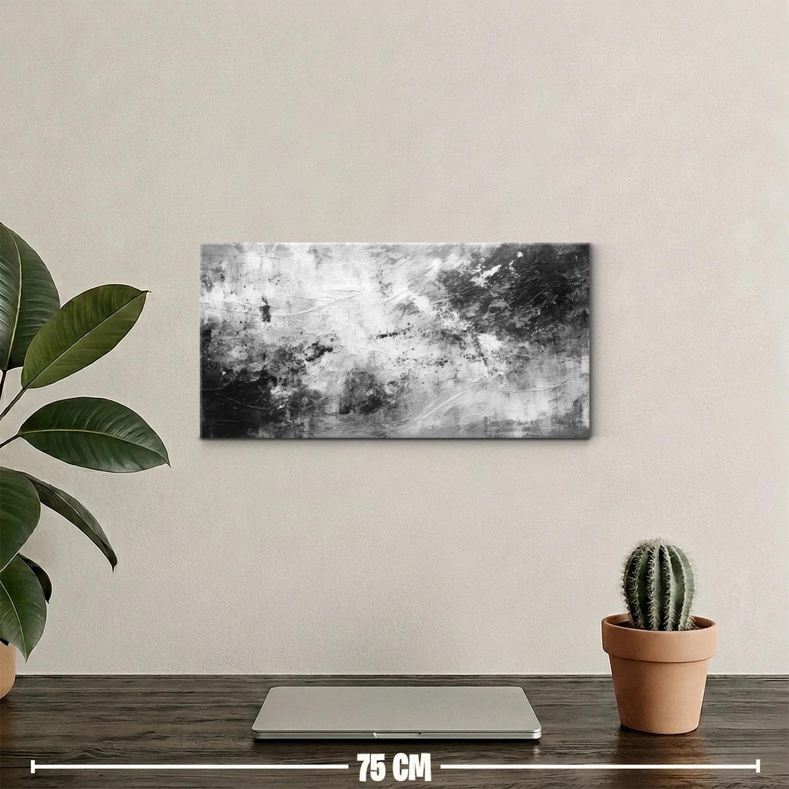 Cuadro abstracción gestual en blanco y negro con trazos sueltos — miniatura 2