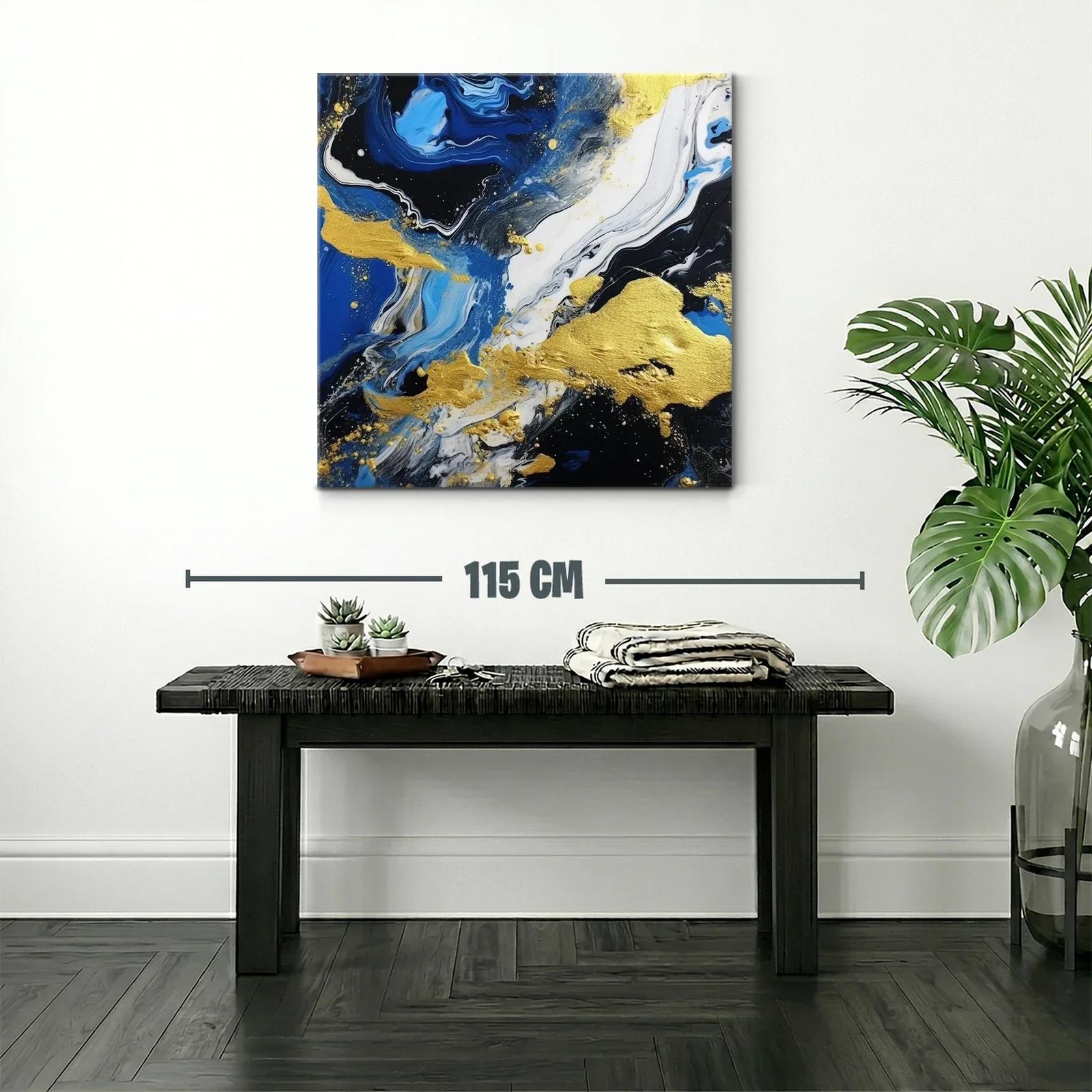 Abstracto vibrante en azul negro y dorado elegante — miniatura 2