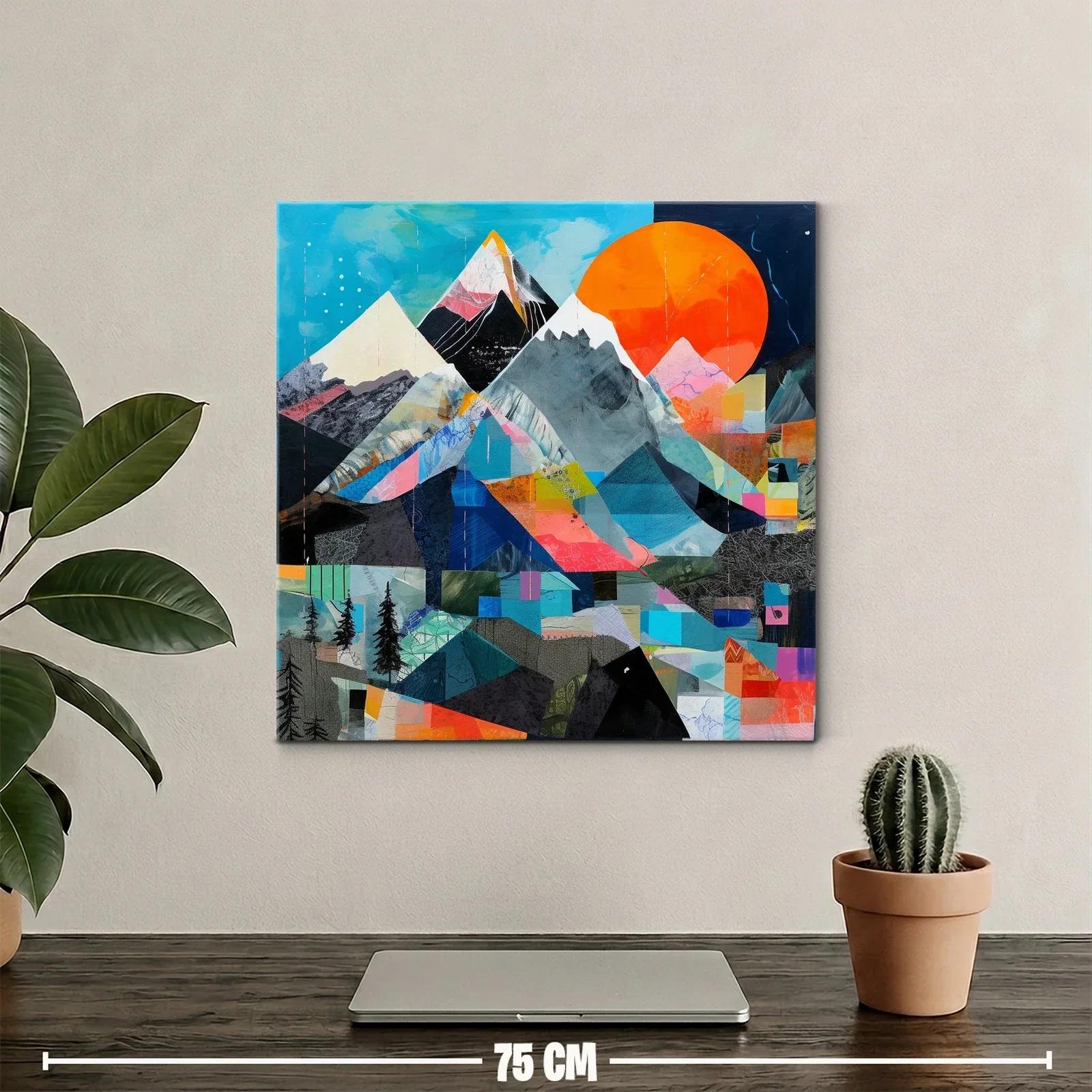 Montañas geométricas con sol vibrante y contrastes intensos — miniatura 2
