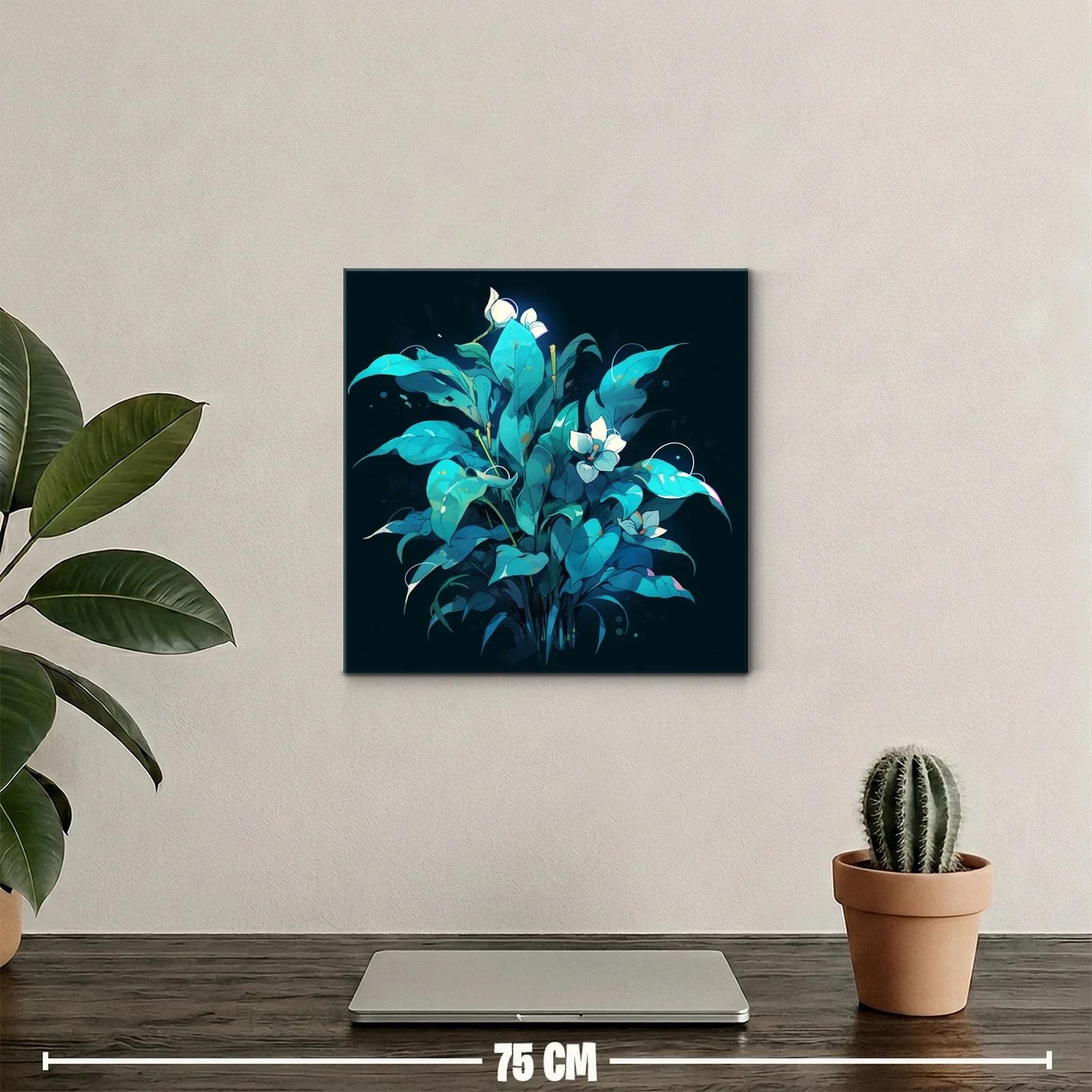 Ramo de hojas azul verdoso con flores blancas brillantes — miniatura 2