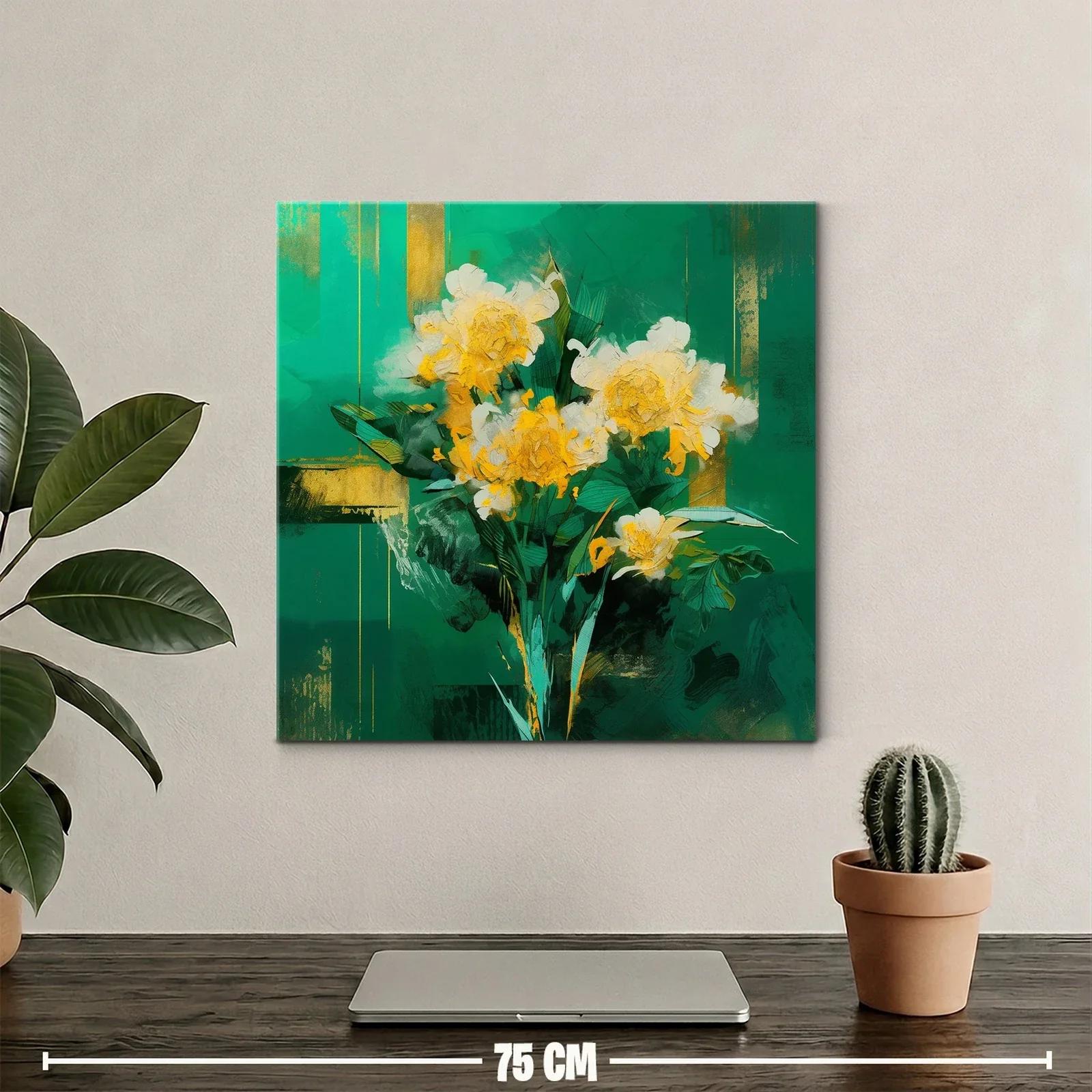 Flores amarillas vibrantes sobre fondo verde intenso — miniatura 2