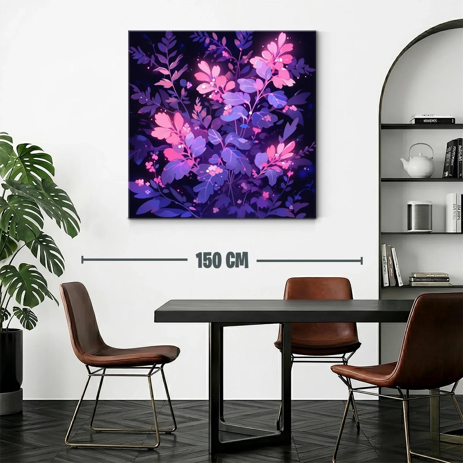 Cuadro de flores vibrantes en tonos púrpura y rosa — miniatura 2