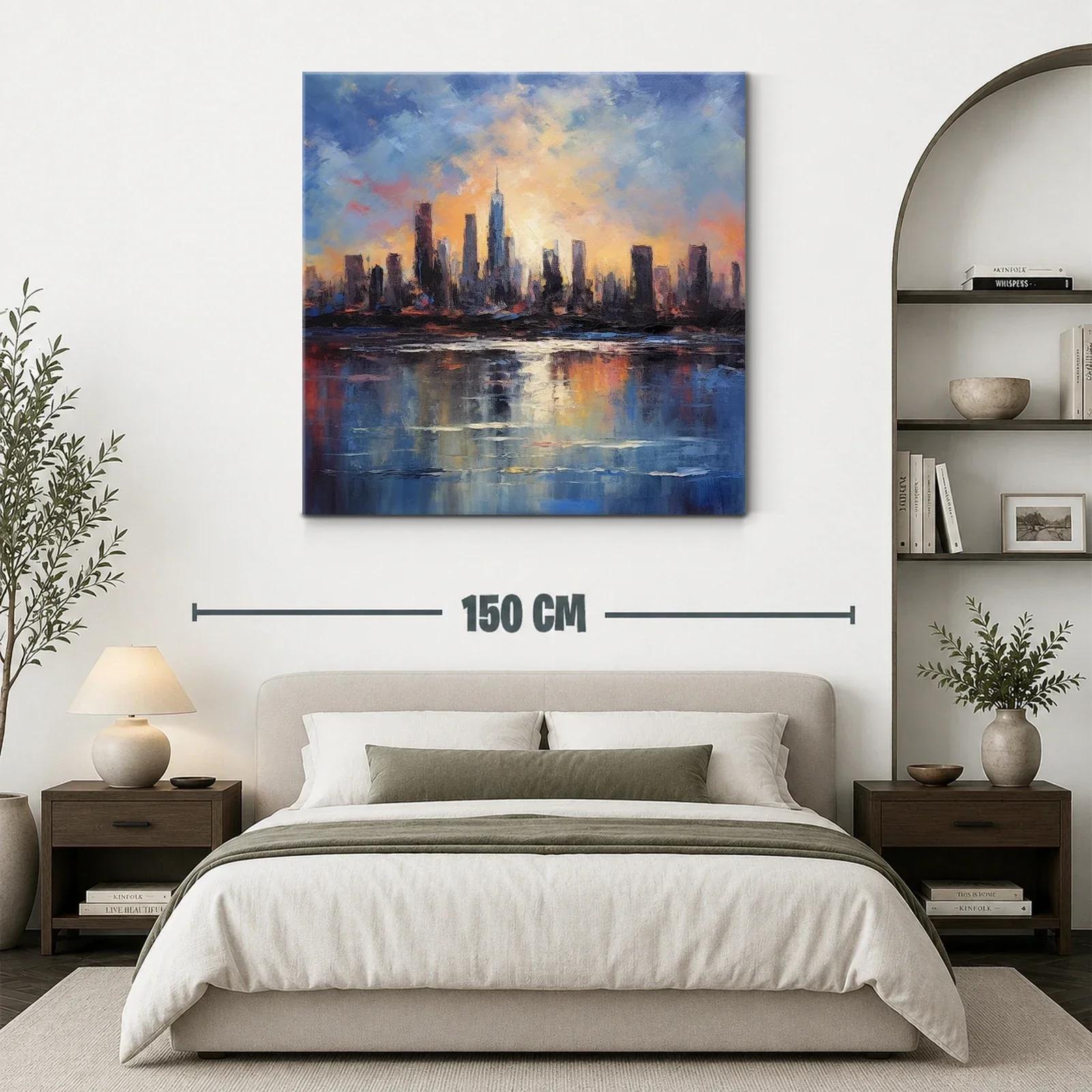Atardecer urbano con reflejos impresionistas vibrantes — miniatura 3