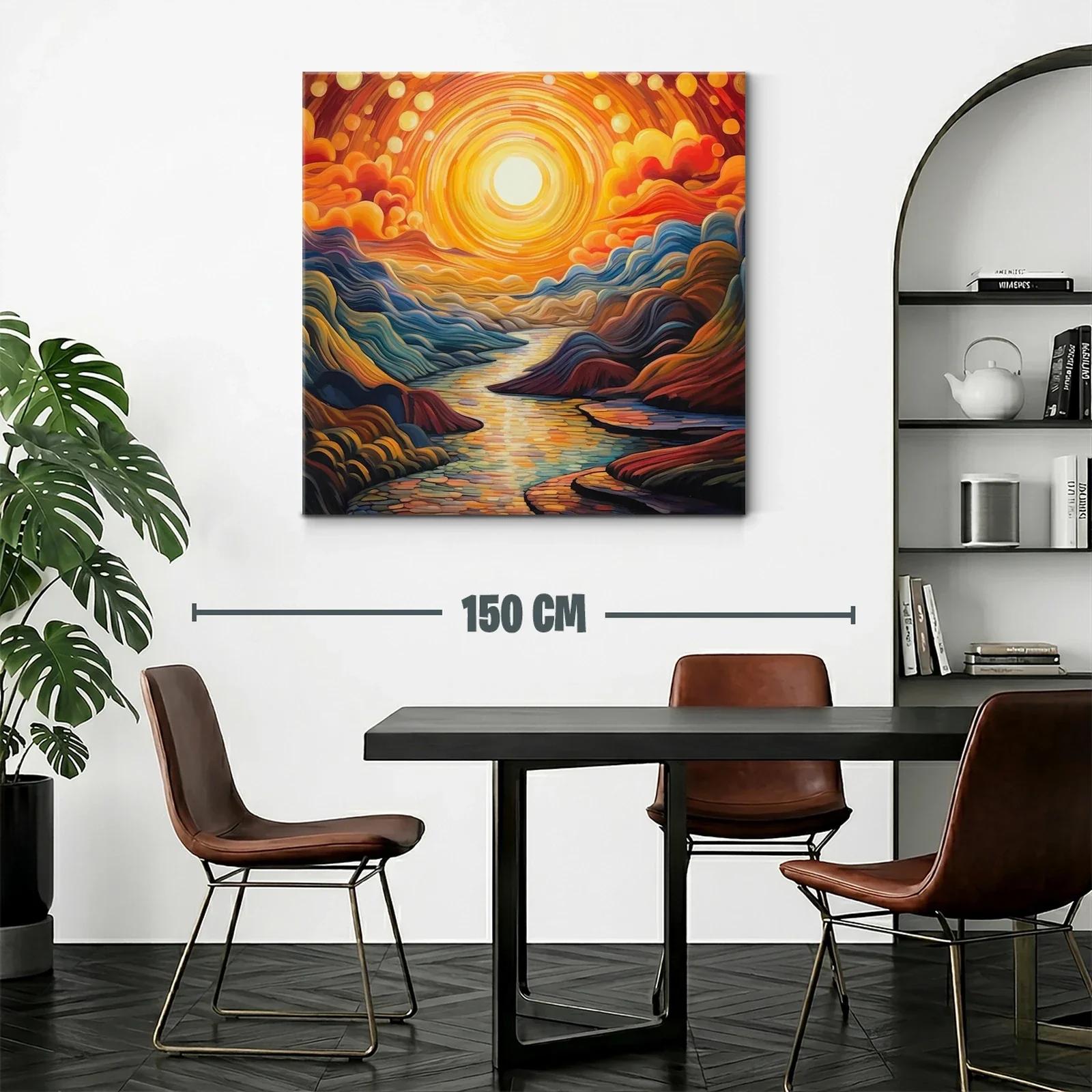 Paisaje vibrante con río iluminado por sol radiante — miniatura 2