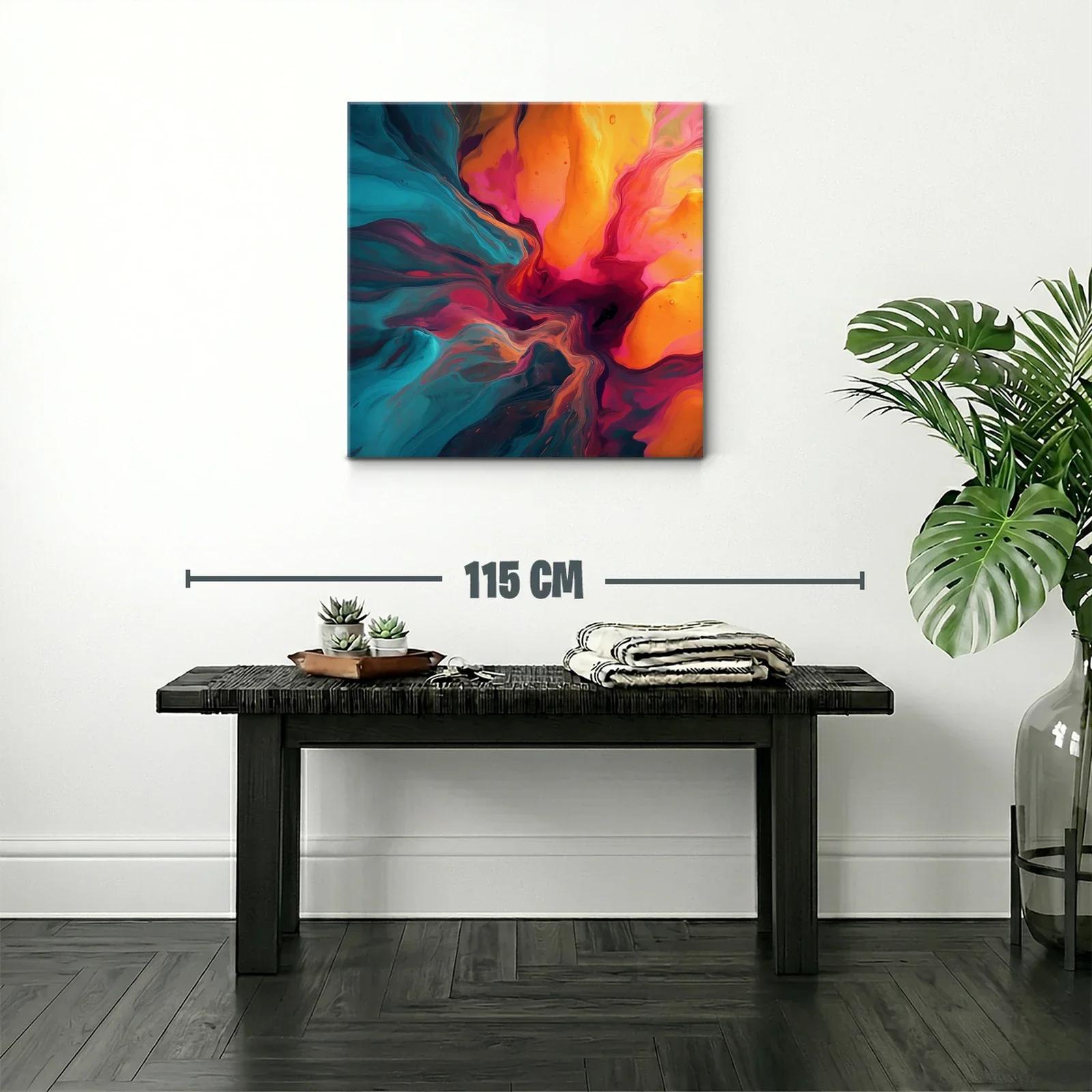 Cuadro abstracto con vibrantes tonos cálidos y fríos — miniatura 2