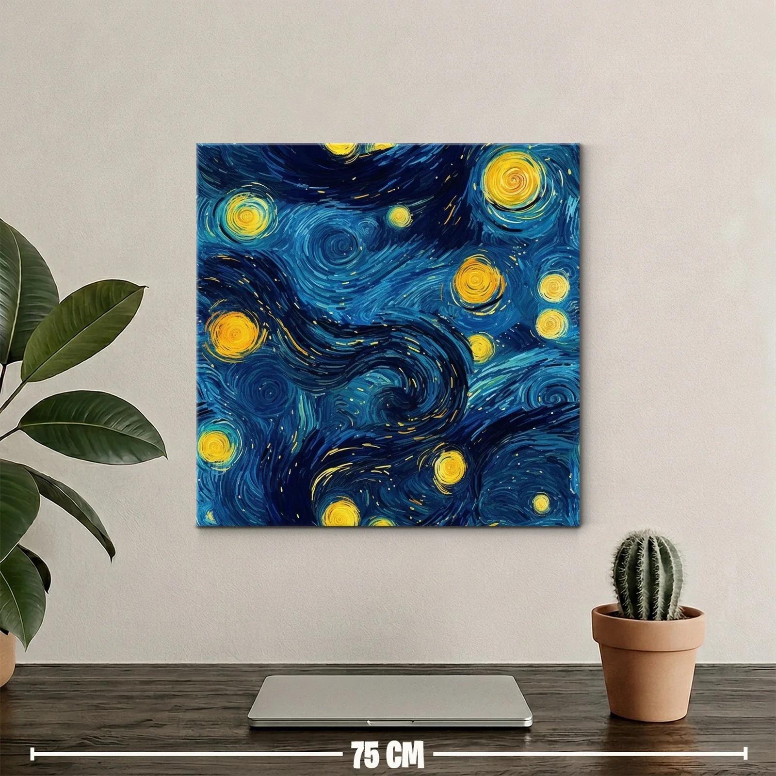 Cuadro vibrante con cielo estrellado en tonos azules y amarillos — miniatura 2