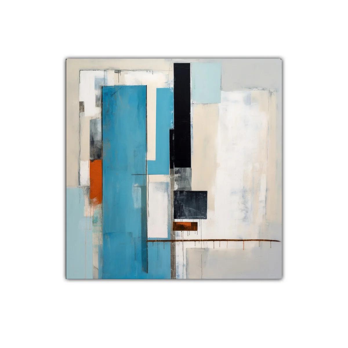 Cuadro abstracto con formas verticales y tonos fríos — miniatura 1
