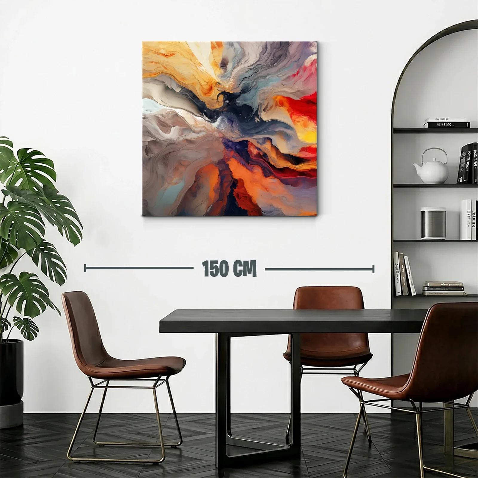 Cuadro abstracto con vibrantes tonos cálidos y fríos — miniatura 2