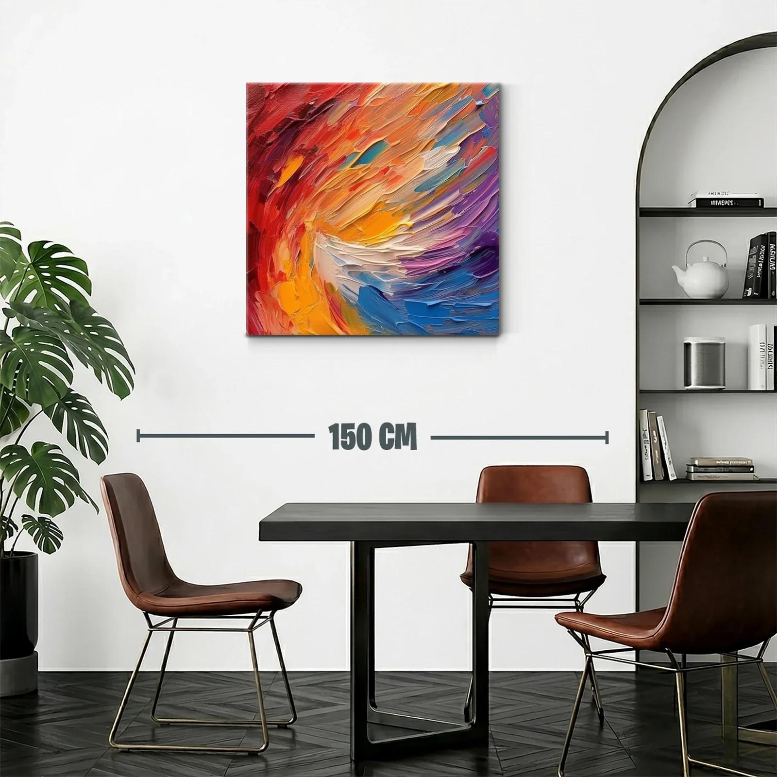 Cuadro abstracto enérgico con vibrantes tonos cálidos y fríos — miniatura 2