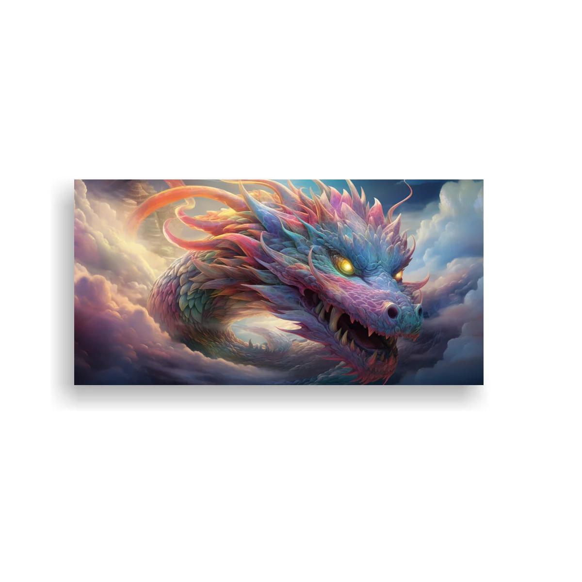 Cuadro dragón oriental con hocico abierto y ojos brillantes — imagen principal