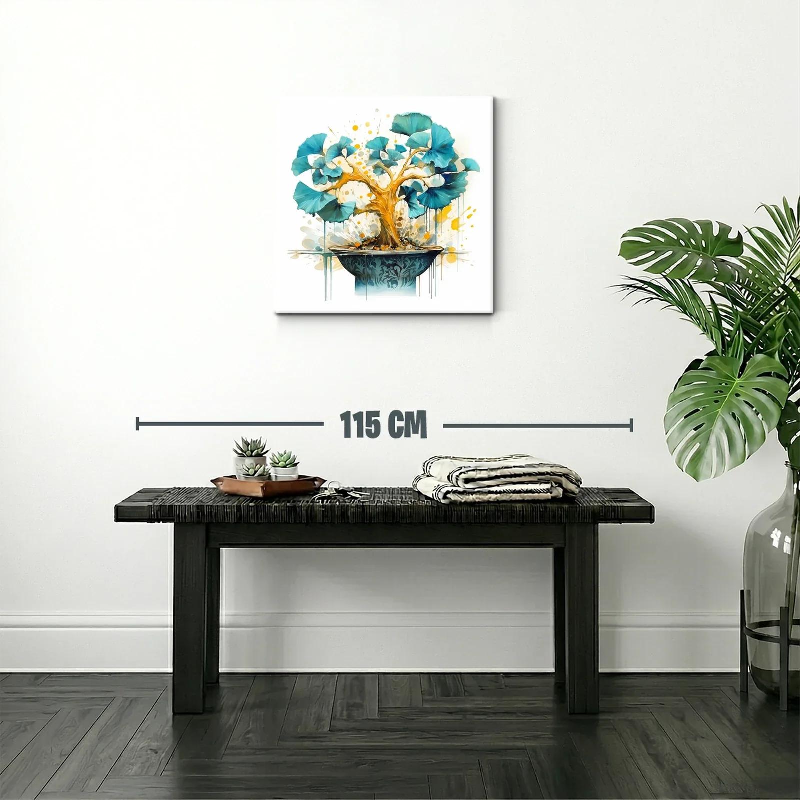 Árbol de Ginkgo en tonos dorados y azules vibrantes — miniatura 2