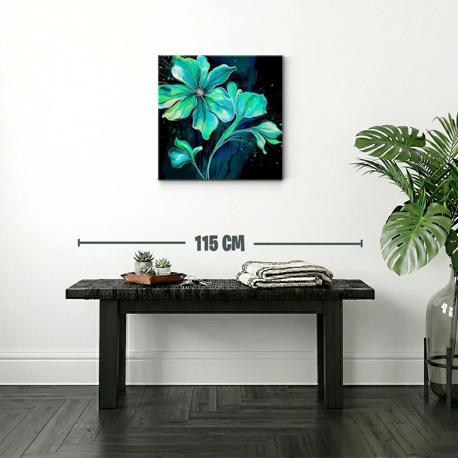 Flor azul vibrante con detalles en verdes y negros — miniatura 2