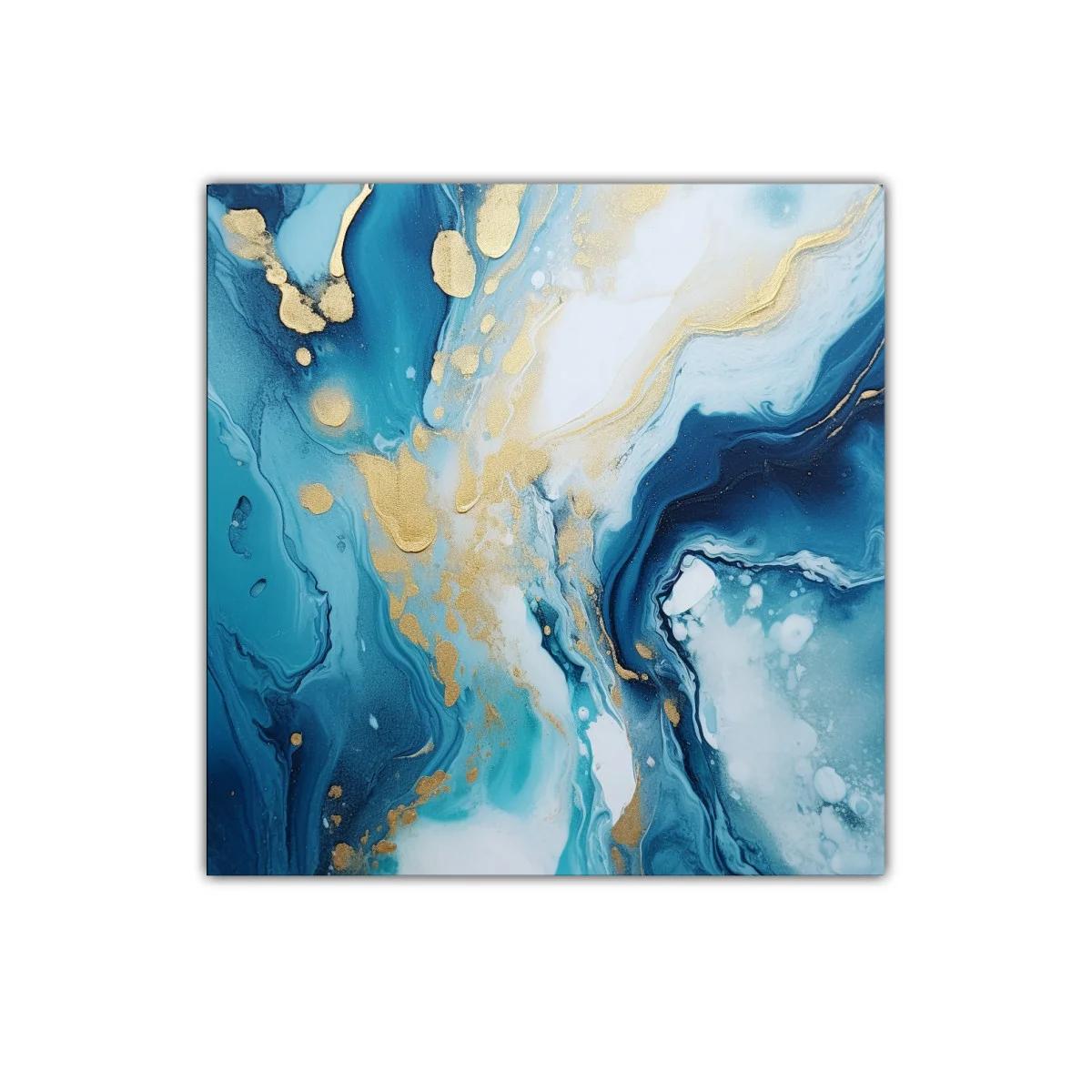 Cuadro abstracto en tonos azules y dorados elegantes — miniatura 1