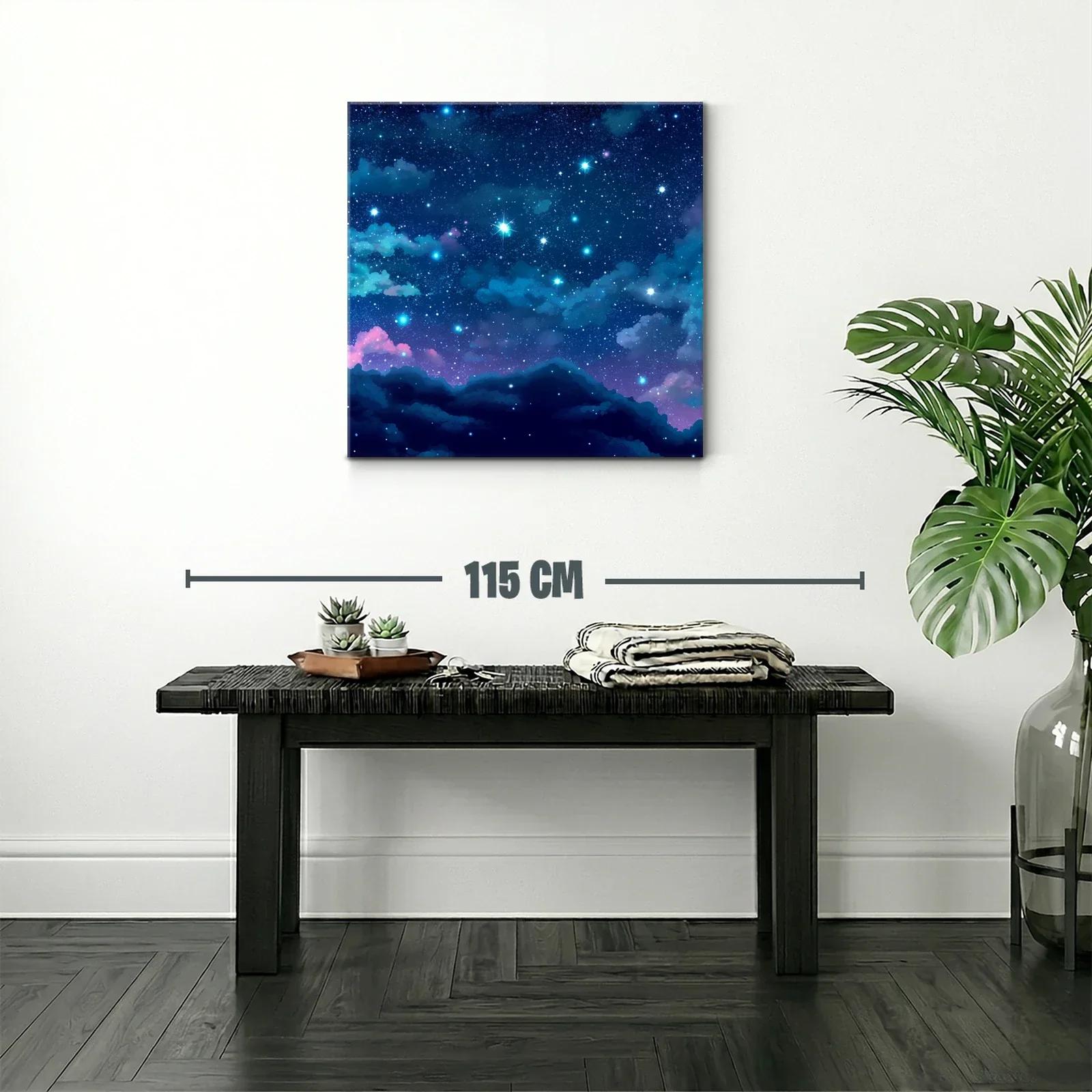Cielo estrellado con nubes en tonos azules y morados — miniatura 2