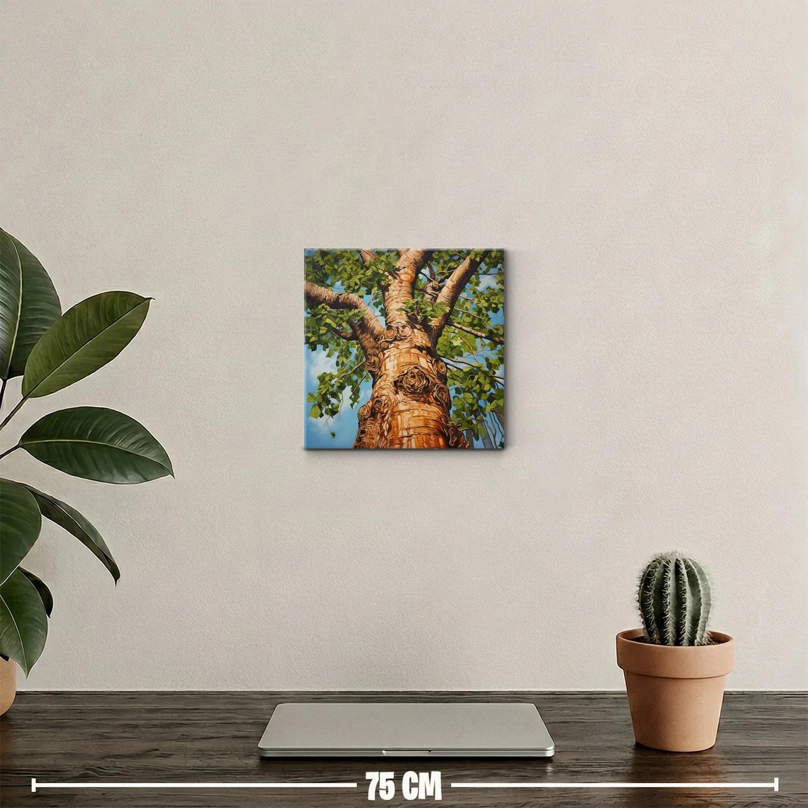 Cuadro de árbol con tronco detallado y follaje verde — miniatura 2