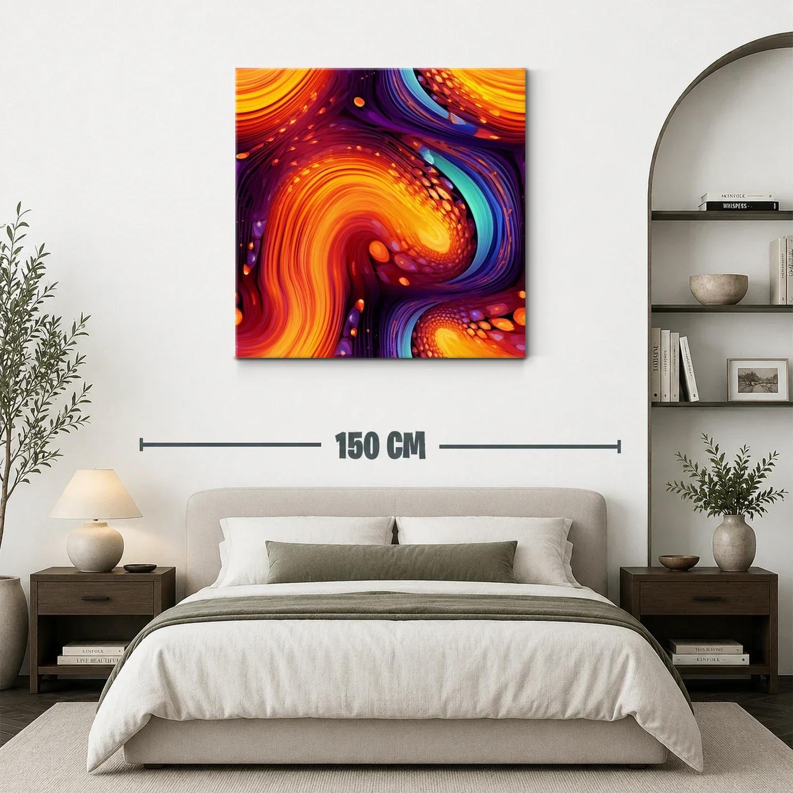 Cuadro abstracto con vibrantes remolinos en tonos cálidos — miniatura 3