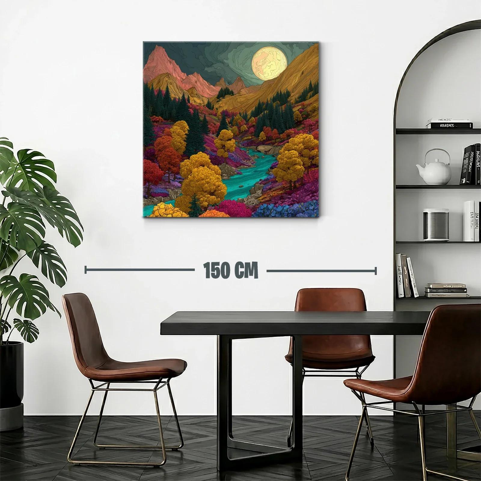 Paisaje vibrante de montaña con río bajo luna llena — miniatura 2