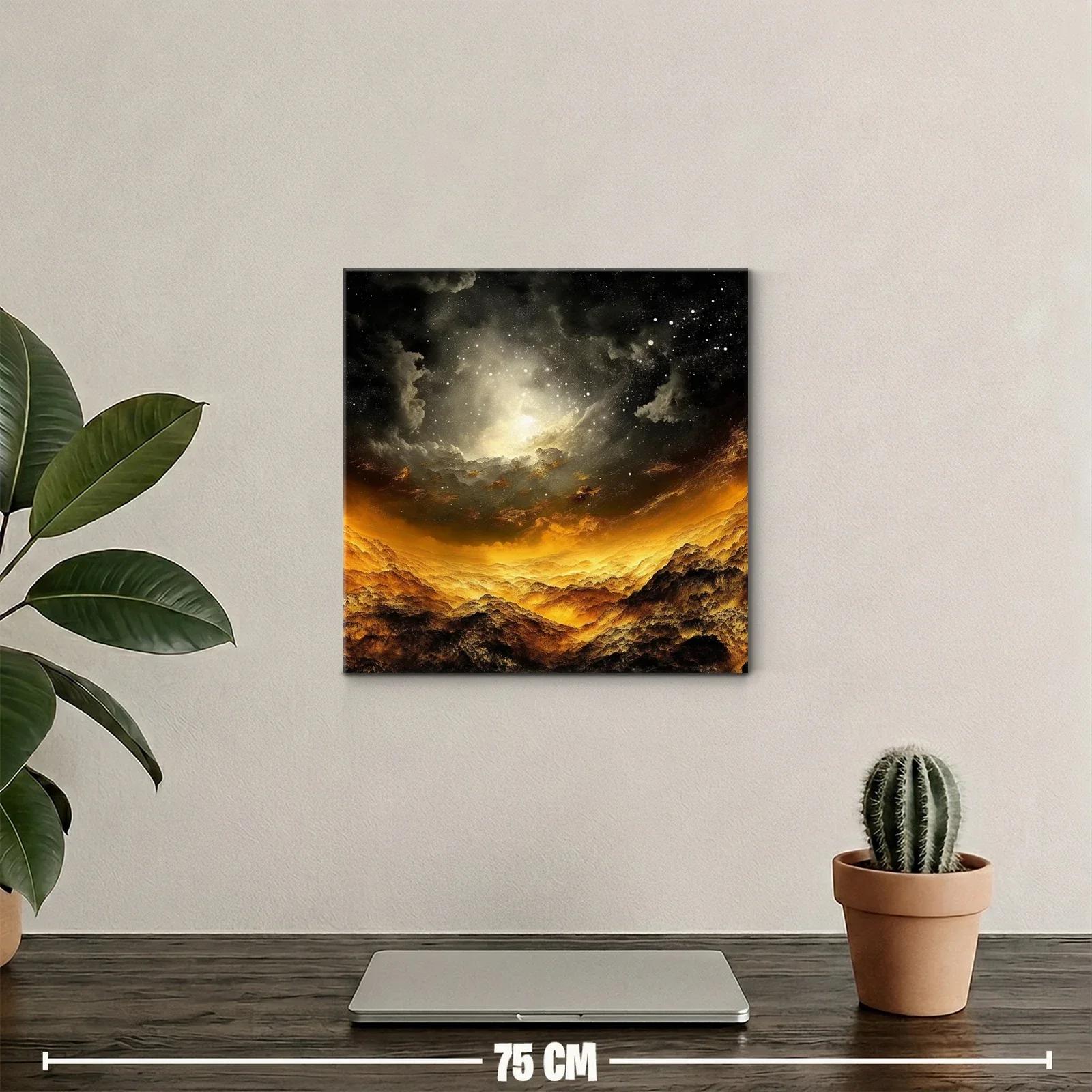 Paisaje cósmico con luces doradas y cielo estrellado — miniatura 2