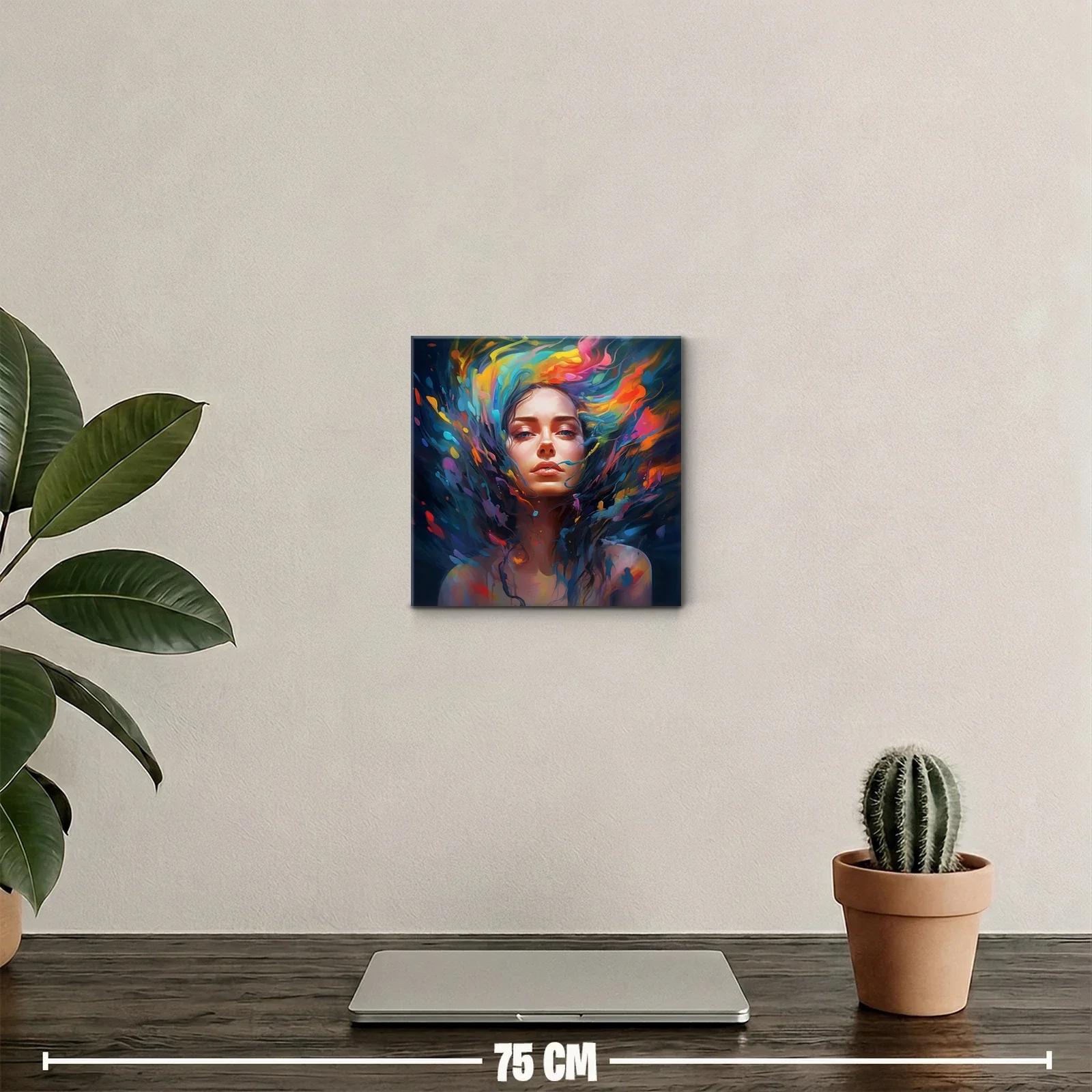 Rostro femenino con explosión de colores vibrantes — miniatura 2