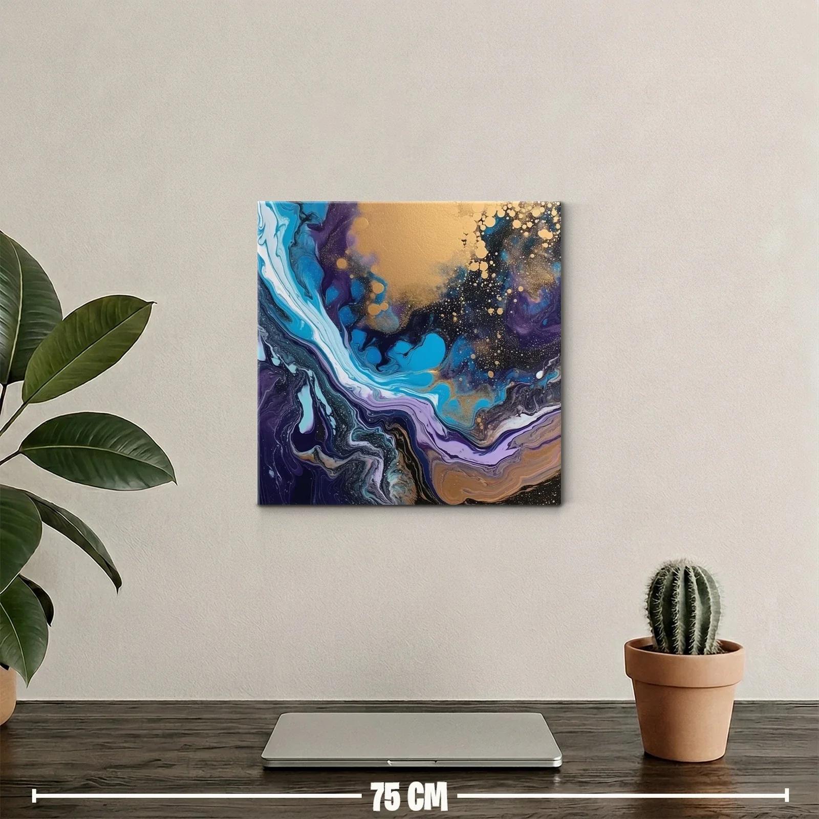 Composición abstracta en tonos azulados y dorados vibrantes — miniatura 2