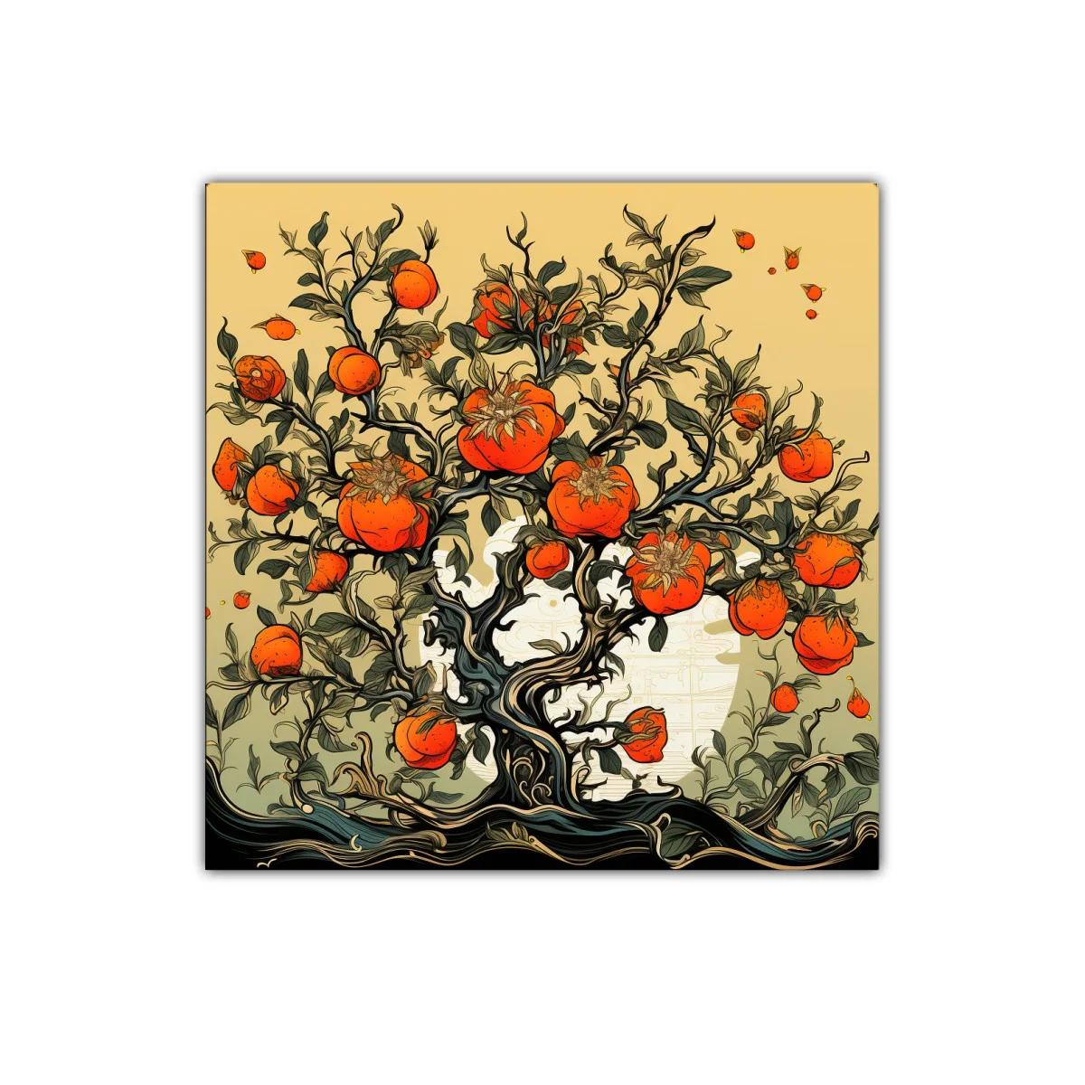 Árbol ornamental con frutos naranja vibrante y follaje detallado — miniatura 1