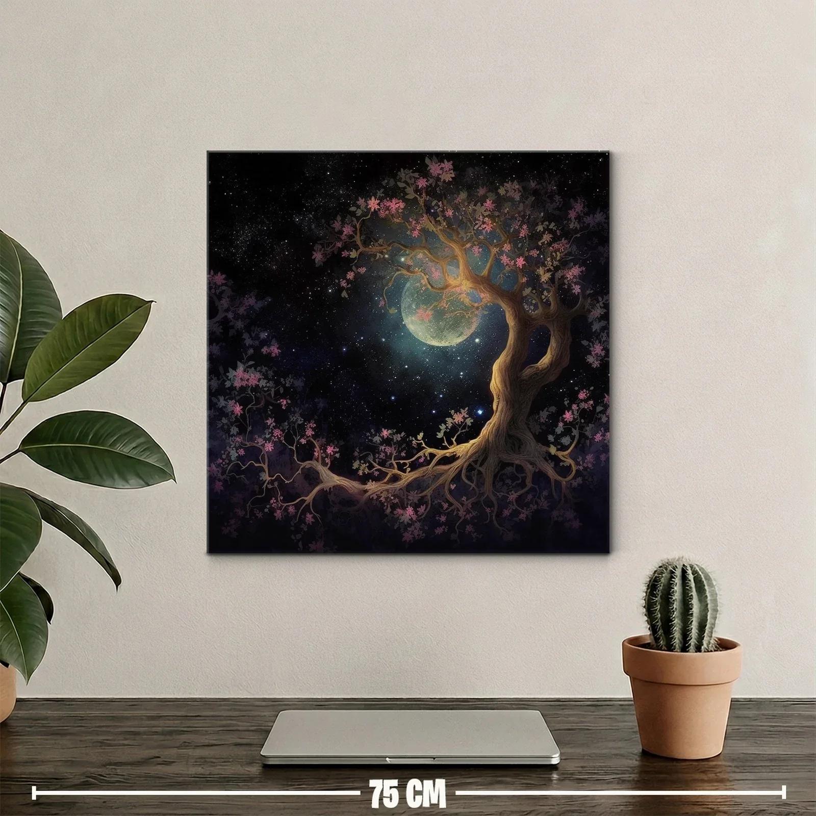Árbol mágico bajo la luna en un cielo estrellado — miniatura 2