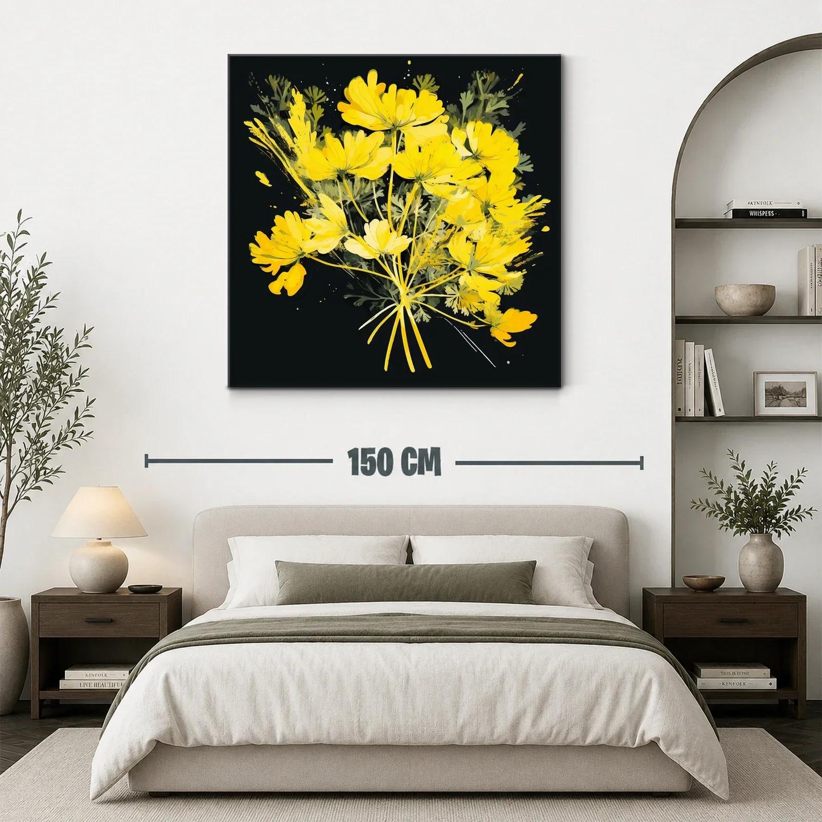 Ramo vibrante de flores amarillas con fondo oscuro — miniatura 3