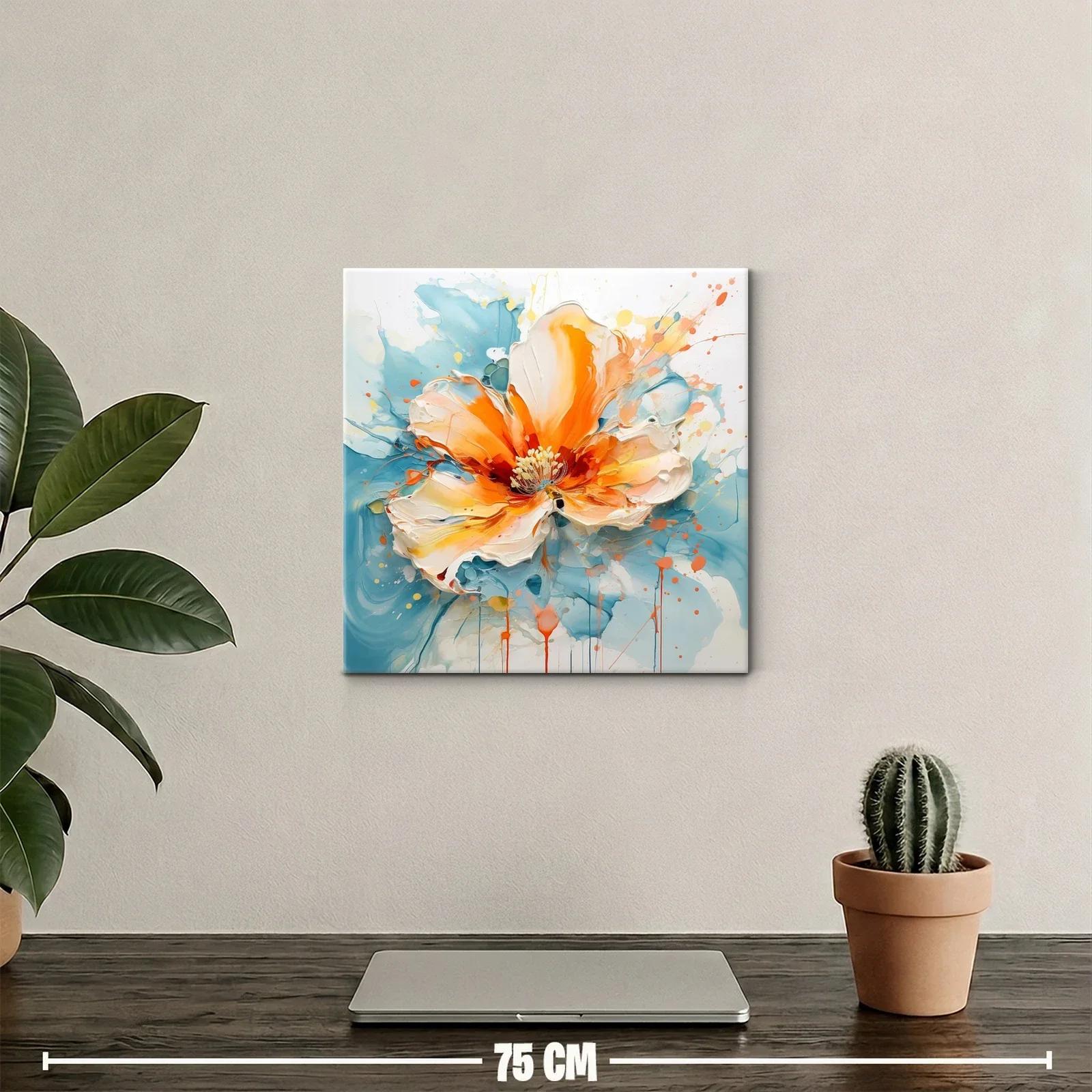 Cuadro flor vibrante con tonos cálidos y acuarelados — miniatura 2