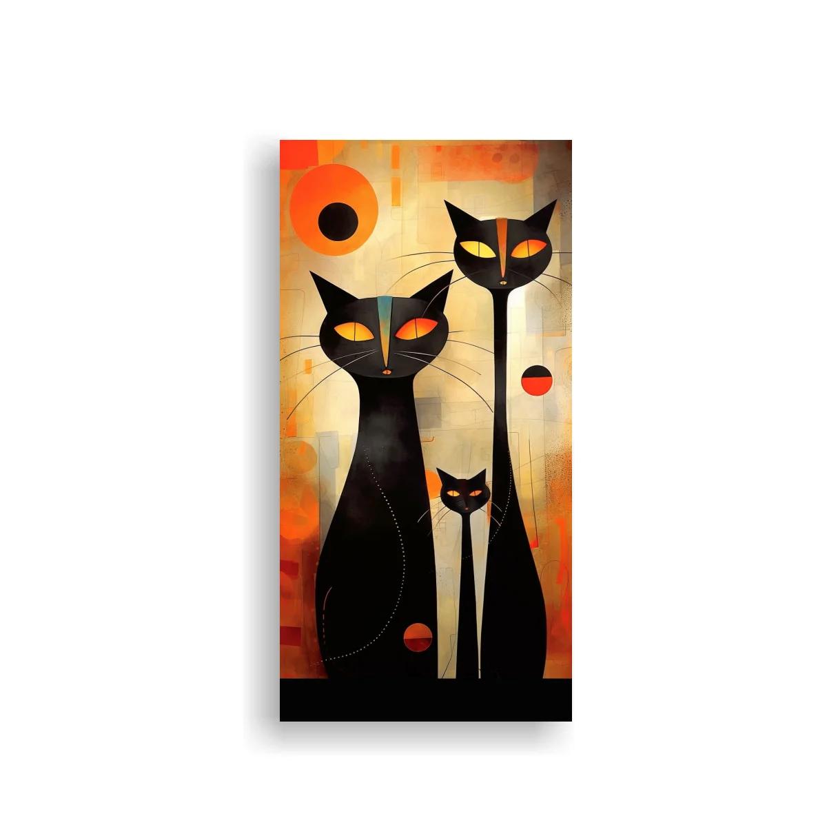 Cuadro tres gatos negros con sol rojo — imagen principal