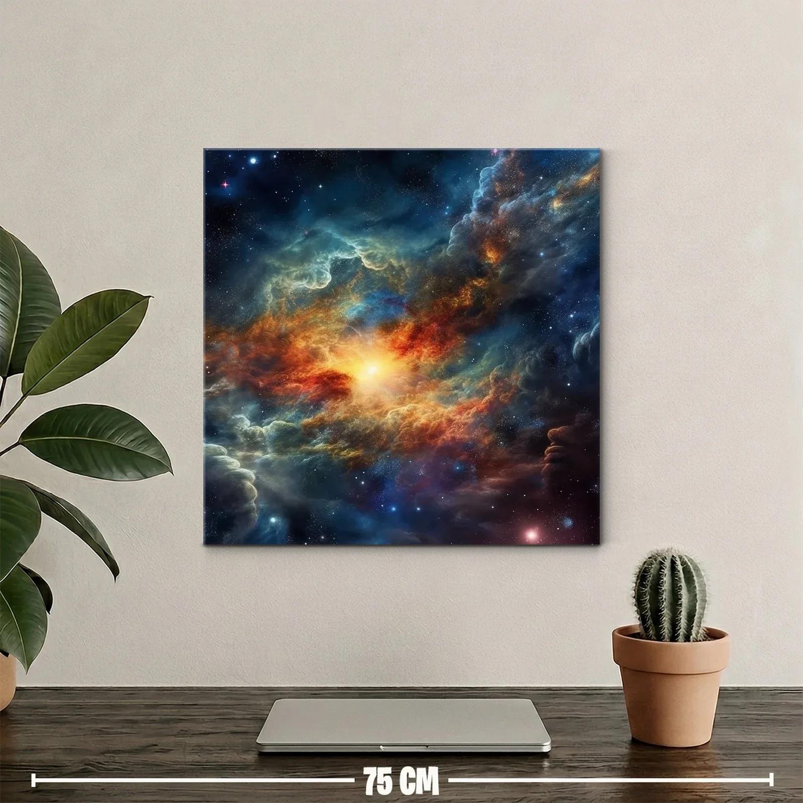 Cuadro galaxia cósmica con luz vibrante al centro — miniatura 2