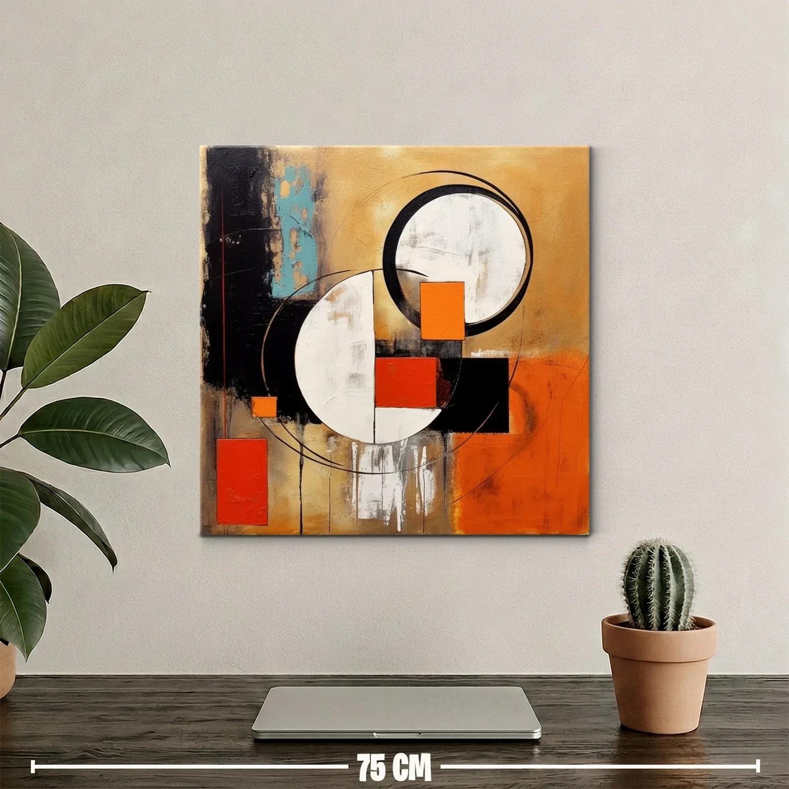 Cuadro abstracto con formas geométricas y tonos cálidos — miniatura 2