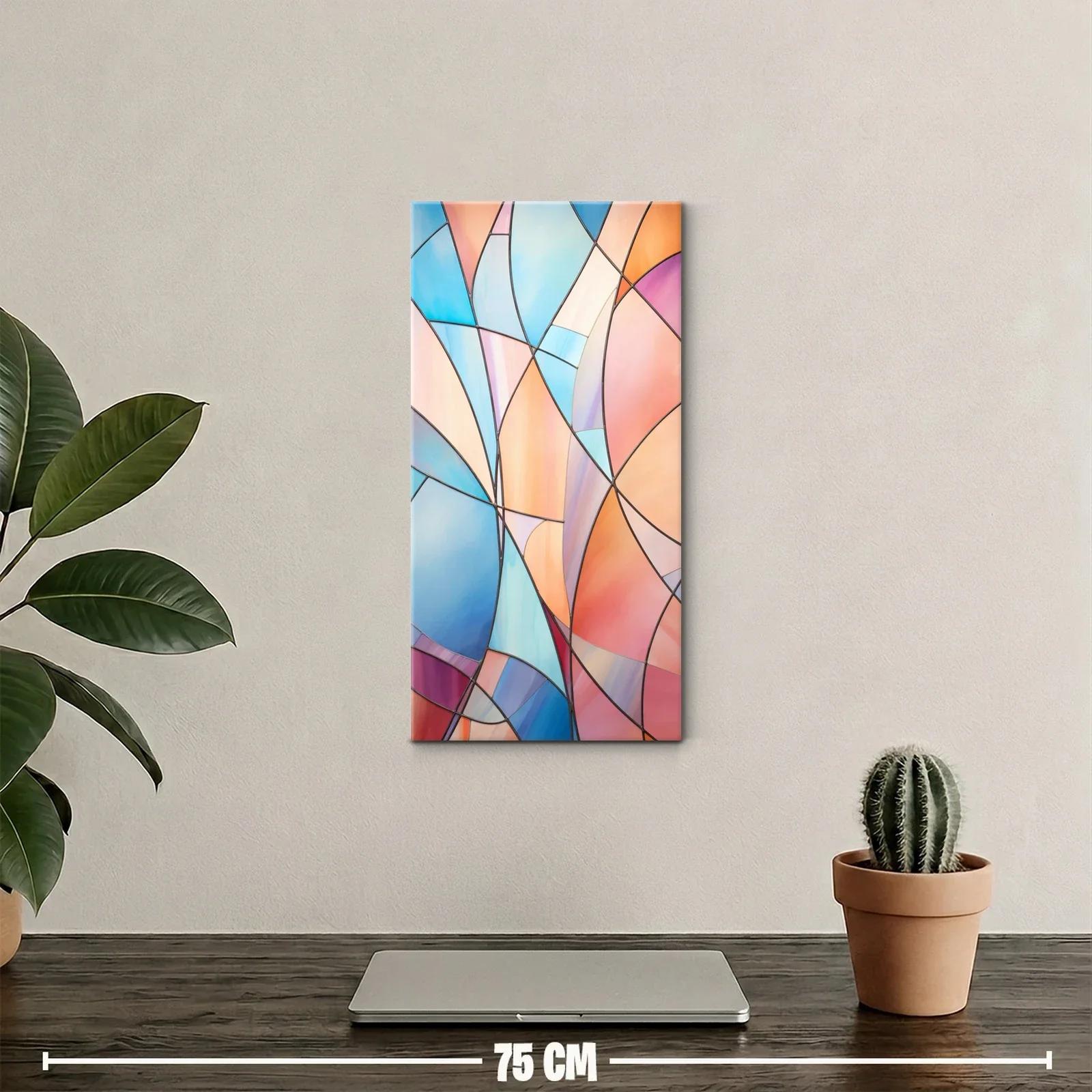Cuadro abstracto geométrico de curvas tipo vitral — miniatura 2