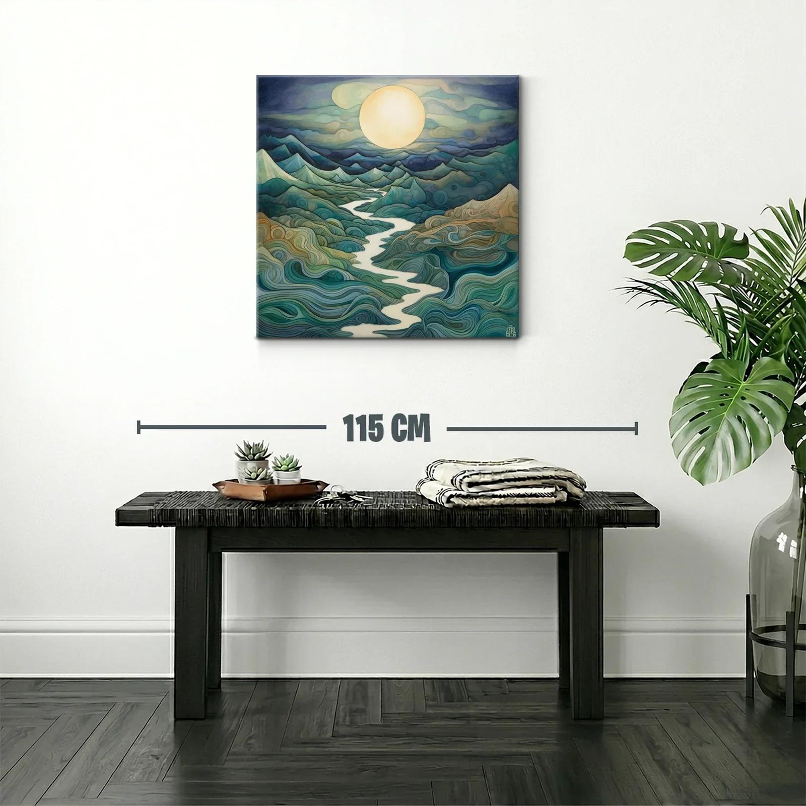 Paisaje onírico con río serpenteante bajo luna llena — miniatura 2
