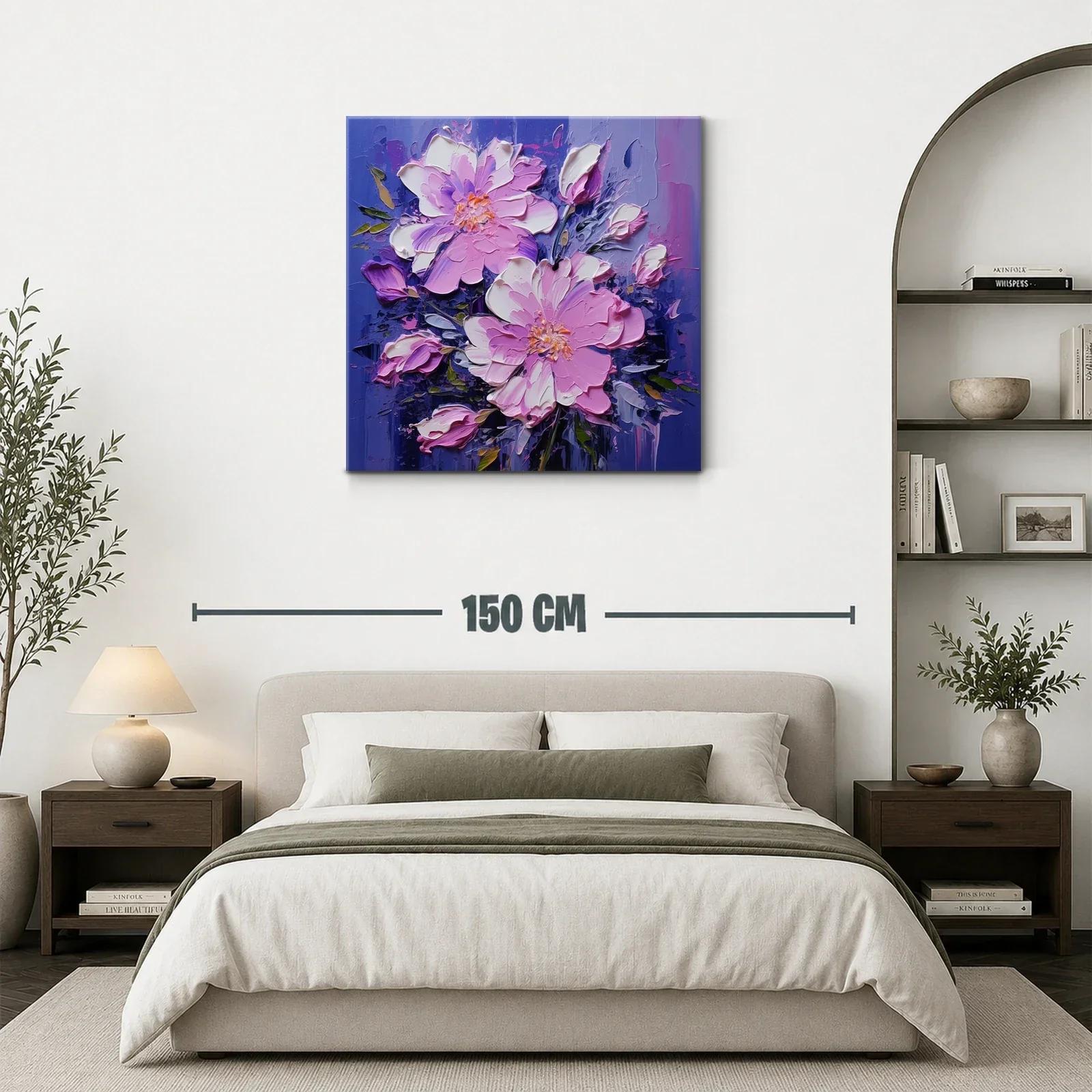 Cuadro floral en tonos violetas y rosas vibrantes — miniatura 3