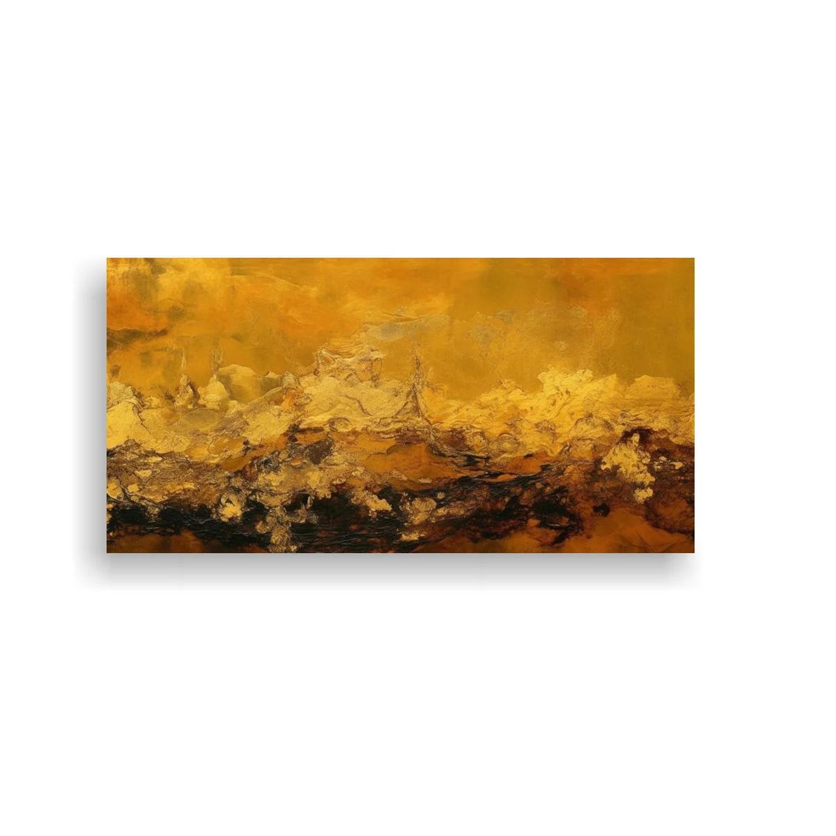 Cuadro paisaje abstracto dorado con relieve texturado — imagen principal