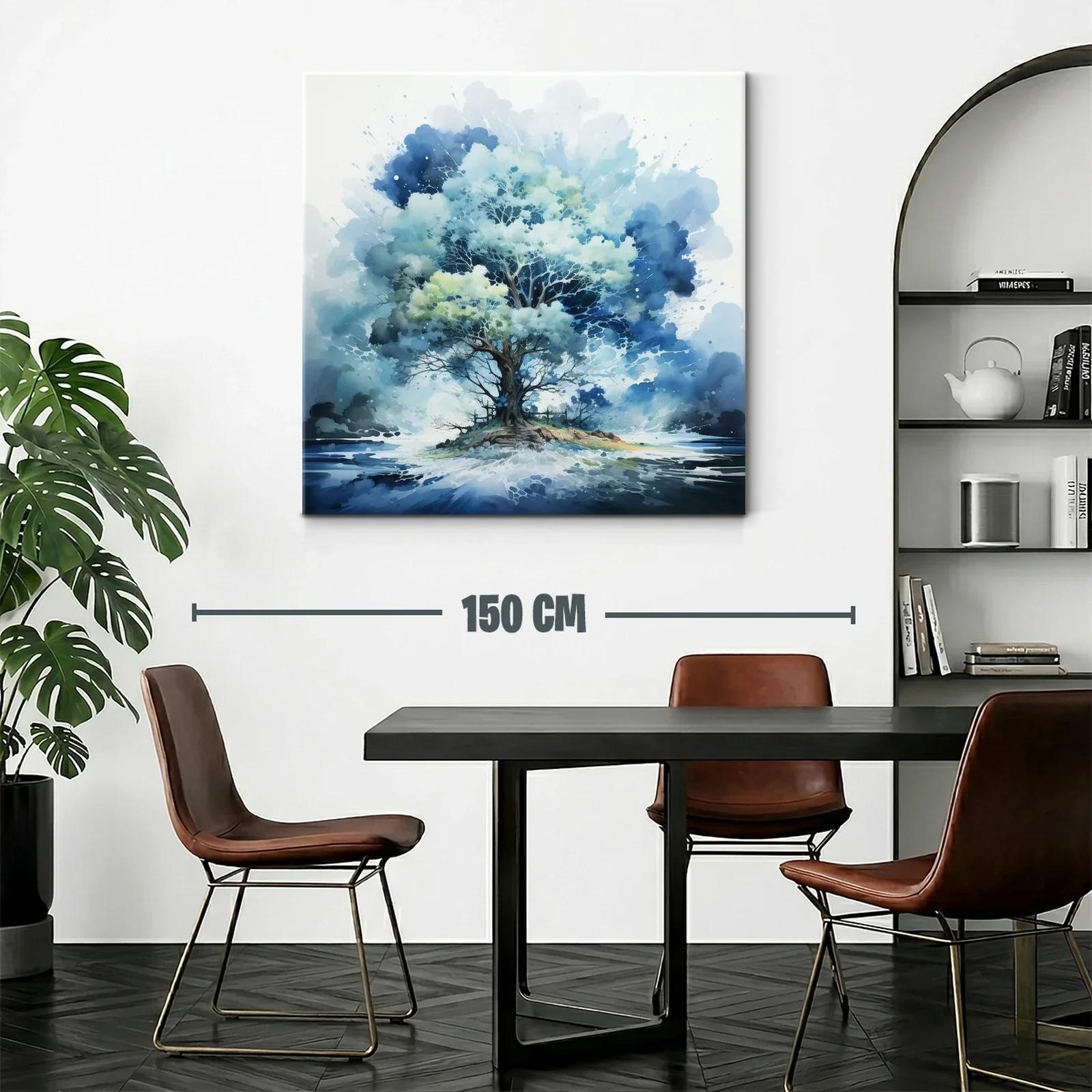 Árbol azul en isla flotante con fondo abstracto — miniatura 2