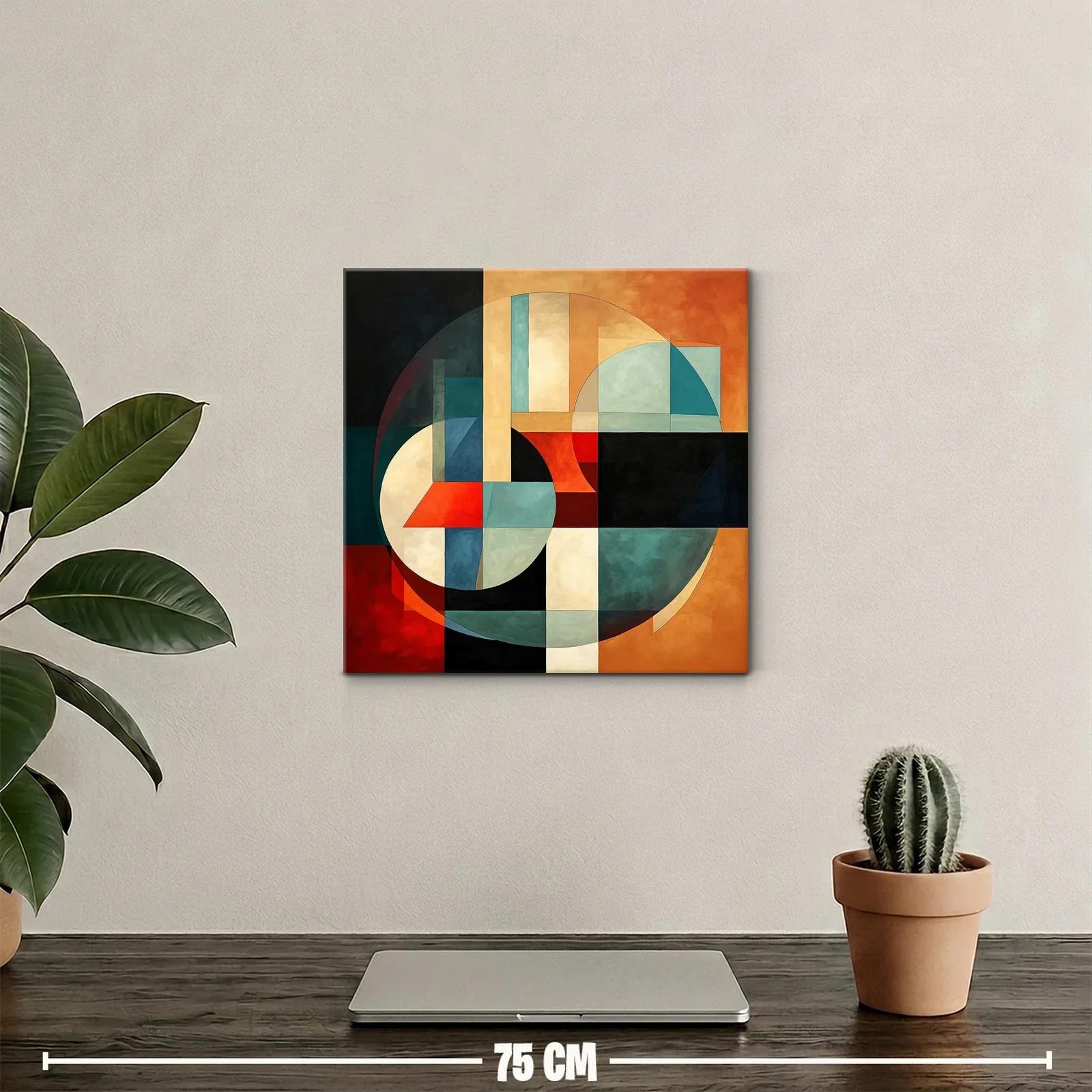 Arte abstracto geométrico con vibrantes tonos cálidos y fríos — miniatura 2